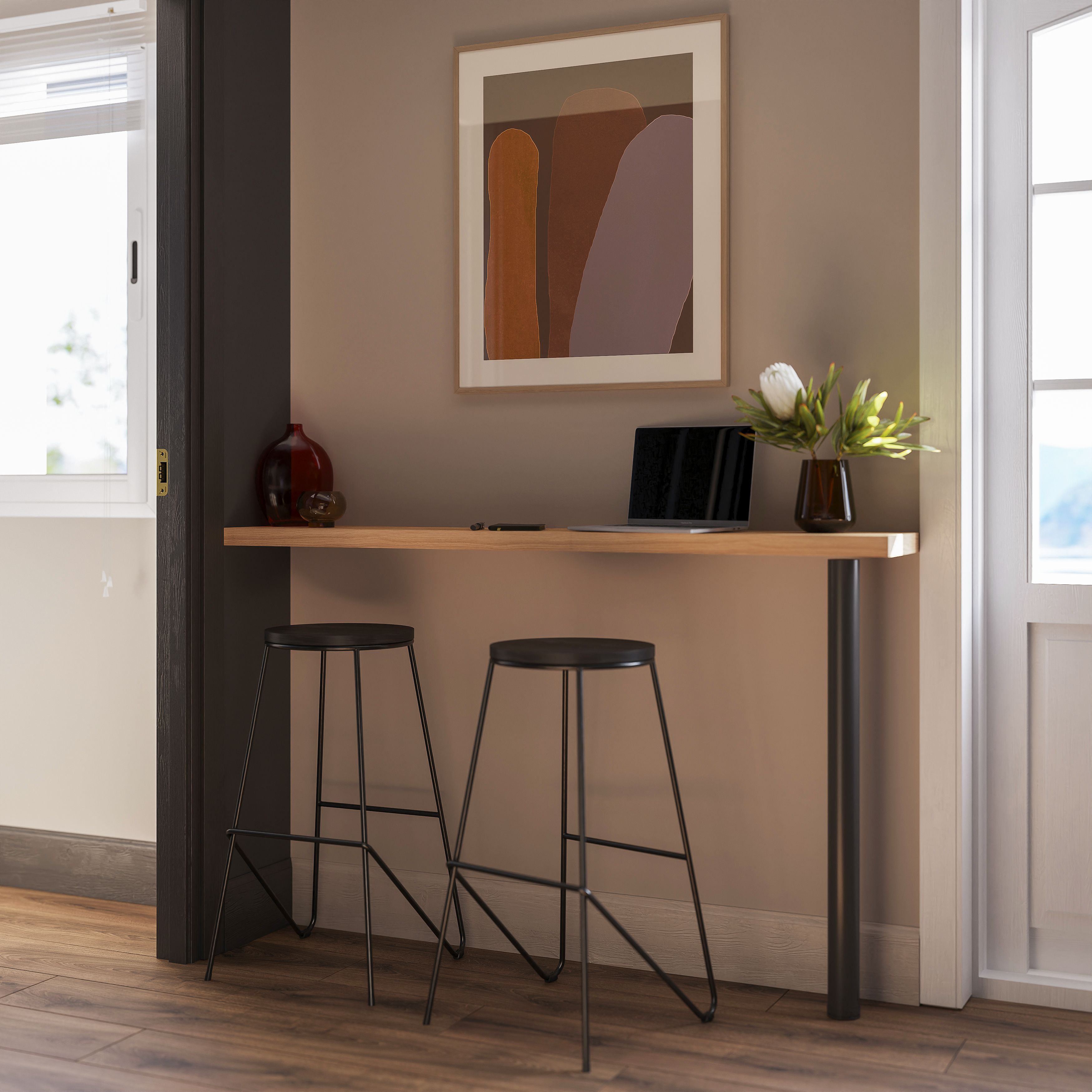 GoodHome Nantua 900mm Black Modern Worktop support leg