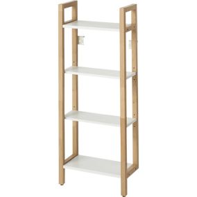 GoodHome Nantua Matt Natural & white Oak effect MDF Wall-mounted Bathroom Shelving, (L)405mm (D)200mm (H) 1000mm