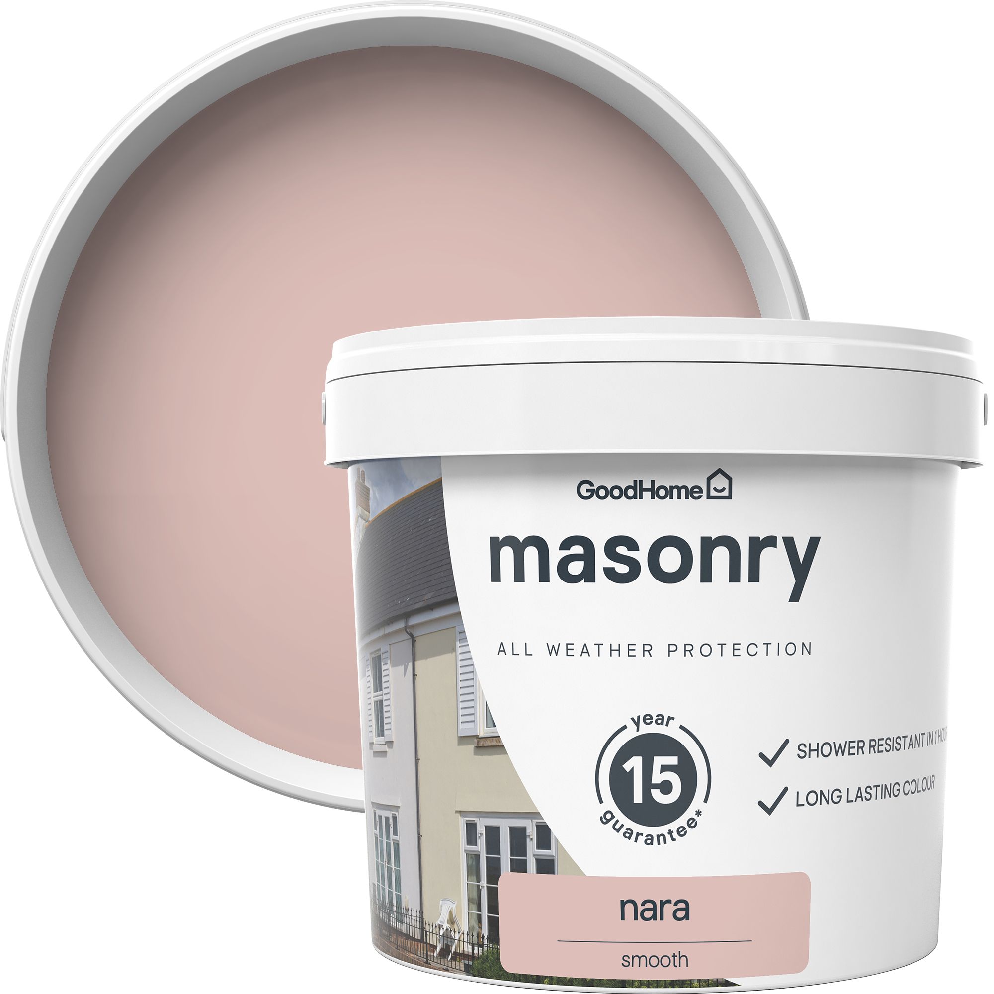 GoodHome Nara Smooth Matt Masonry paint, 5L Tub