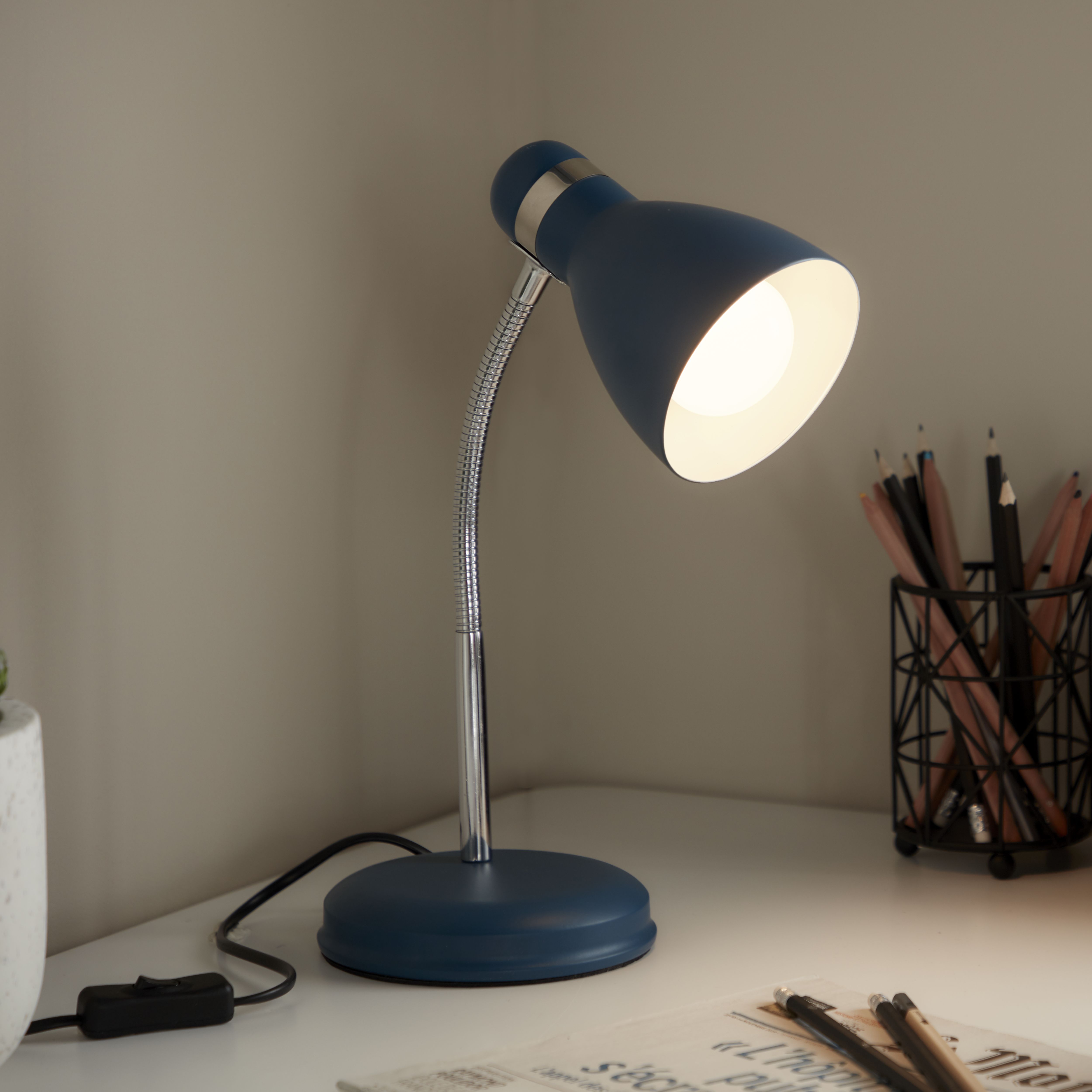 Petrol blue store table lamp