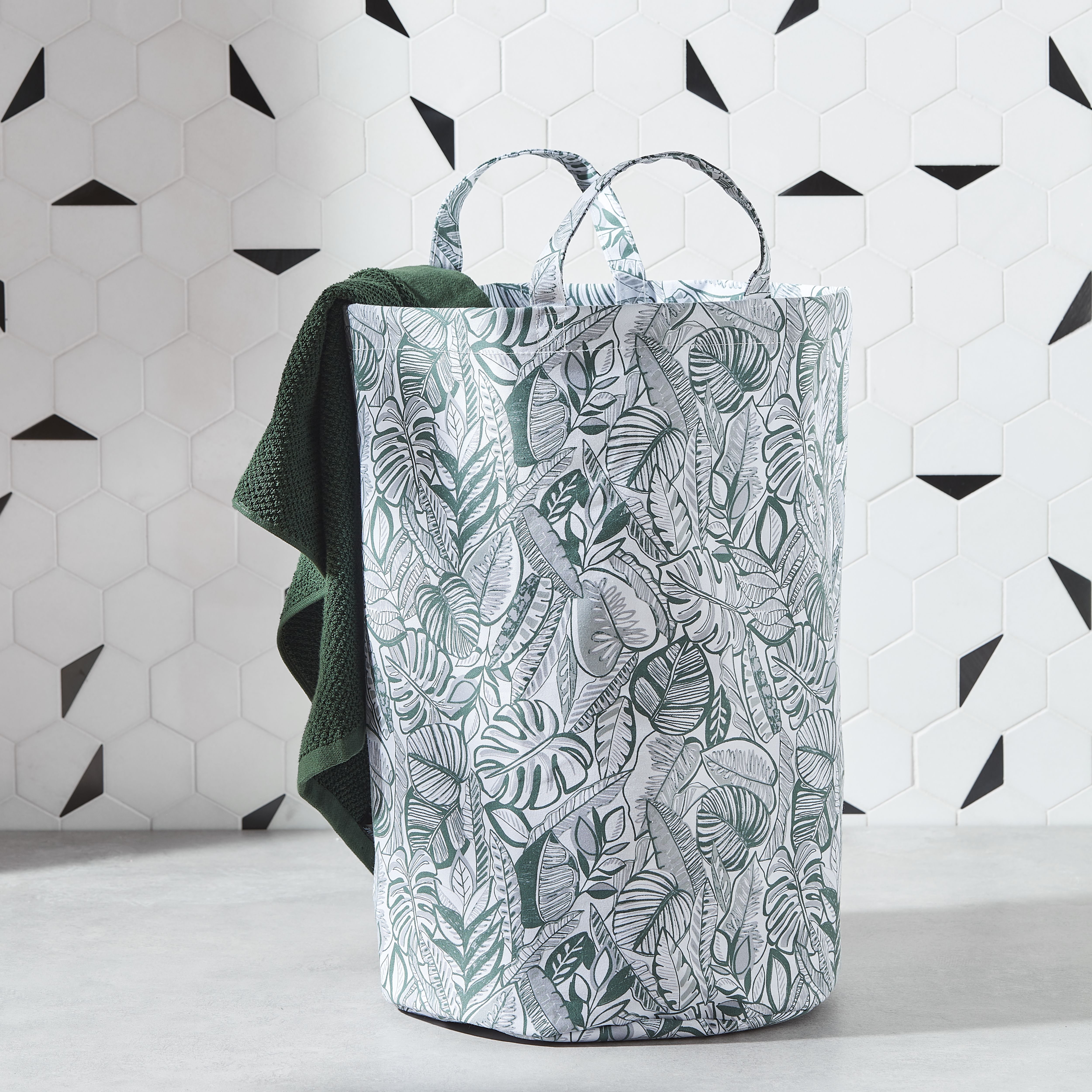 GoodHome Nassua Green Cotton Laundry bag, 45L