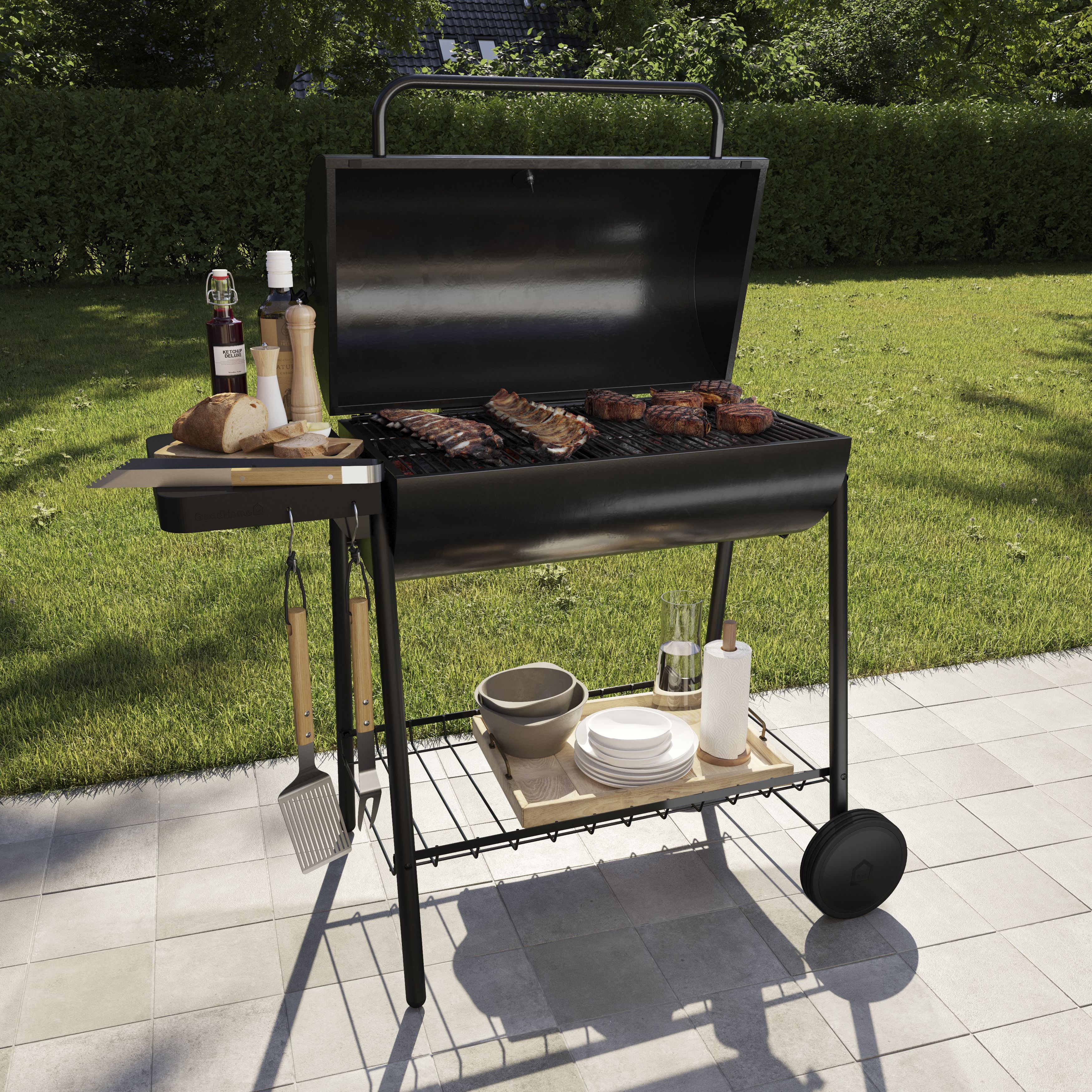 GoodHome Natural Beech & stainless steel Grill fork