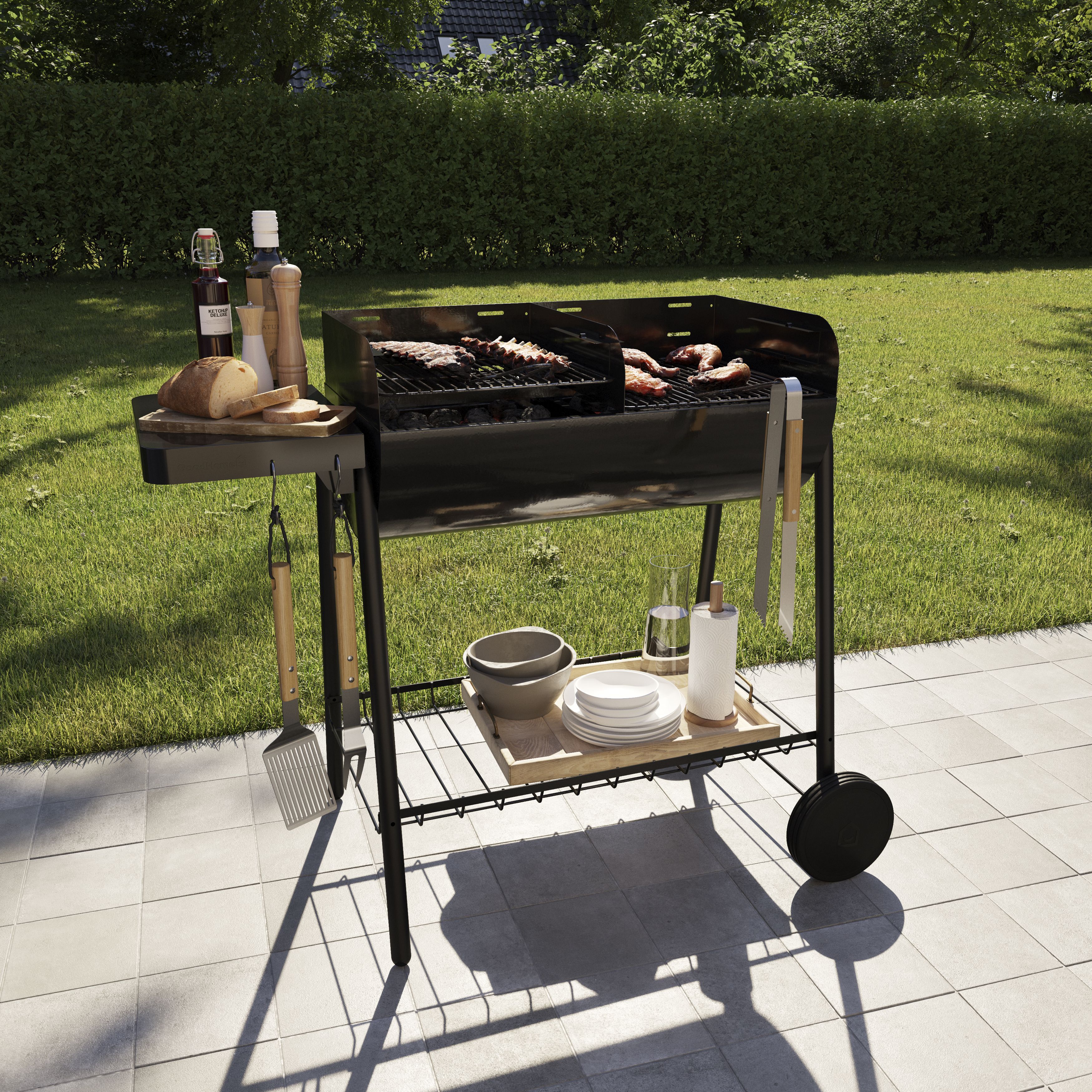 GoodHome Natural Beech & stainless steel Grill fork