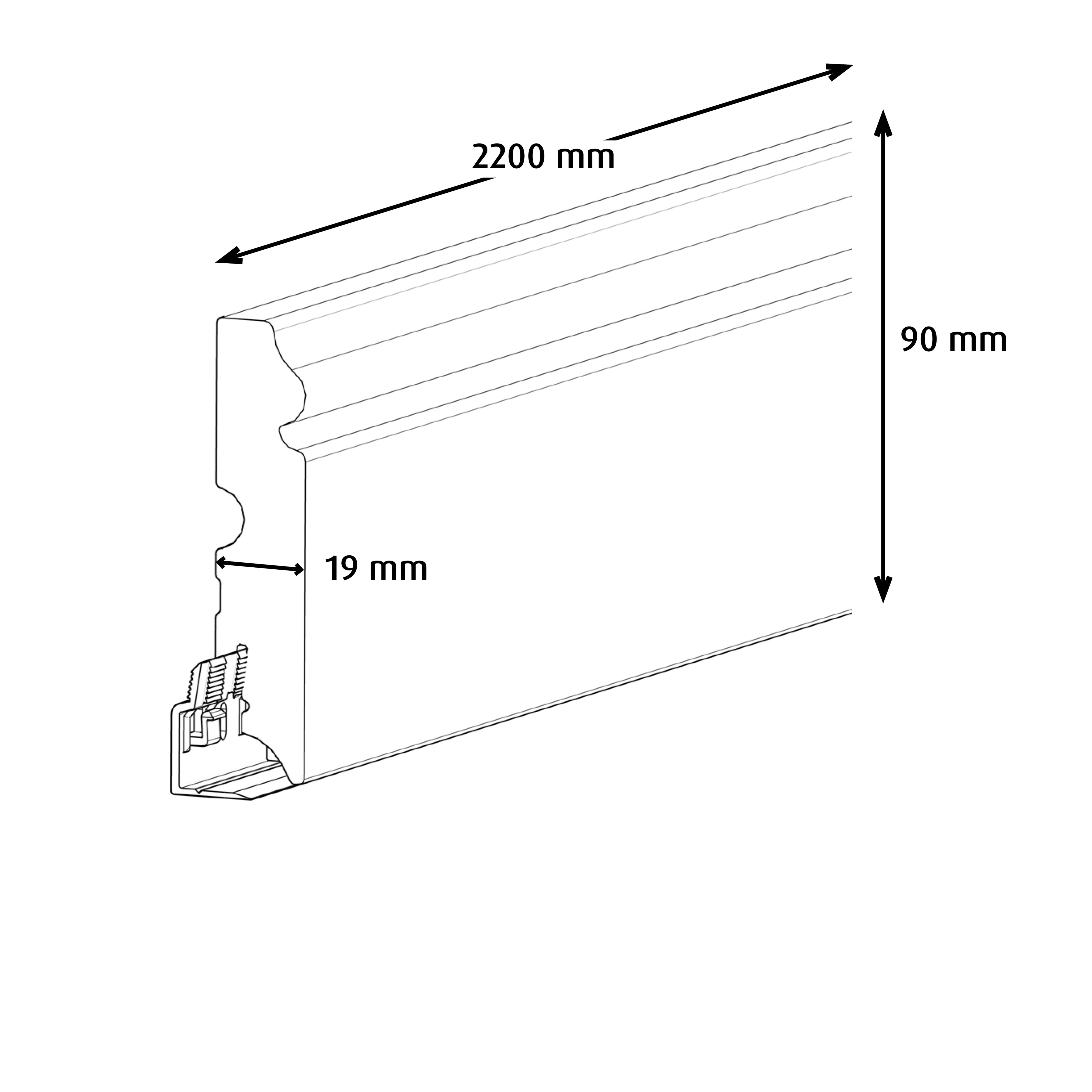 GoodHome Natural MDF Skirting board (L)2.2m (W)90mm (T)19mm