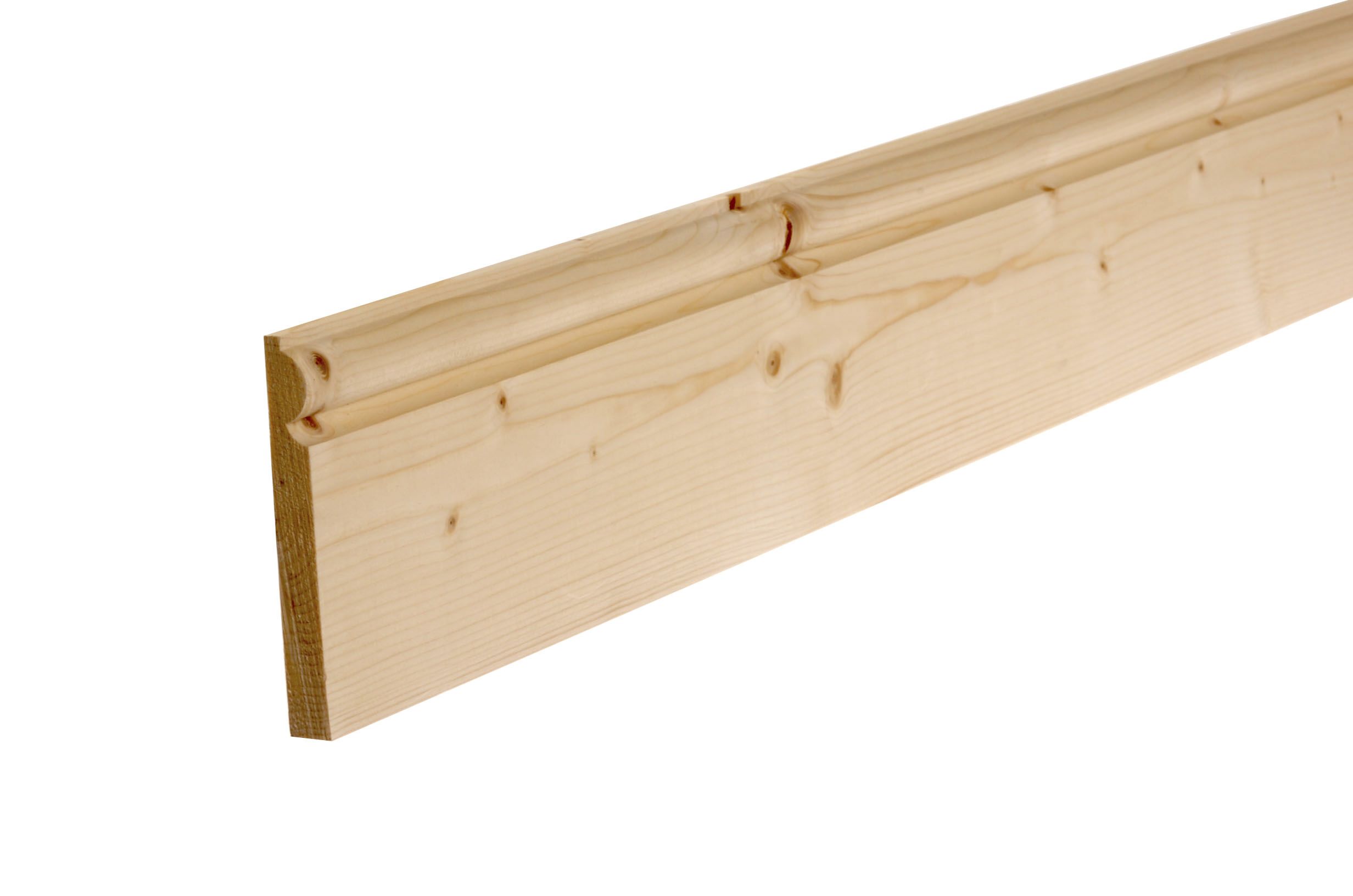 GoodHome Natural Pine Torus Skirting board (L)2.4m (W)144mm (T)19.5mm, Pack of 2