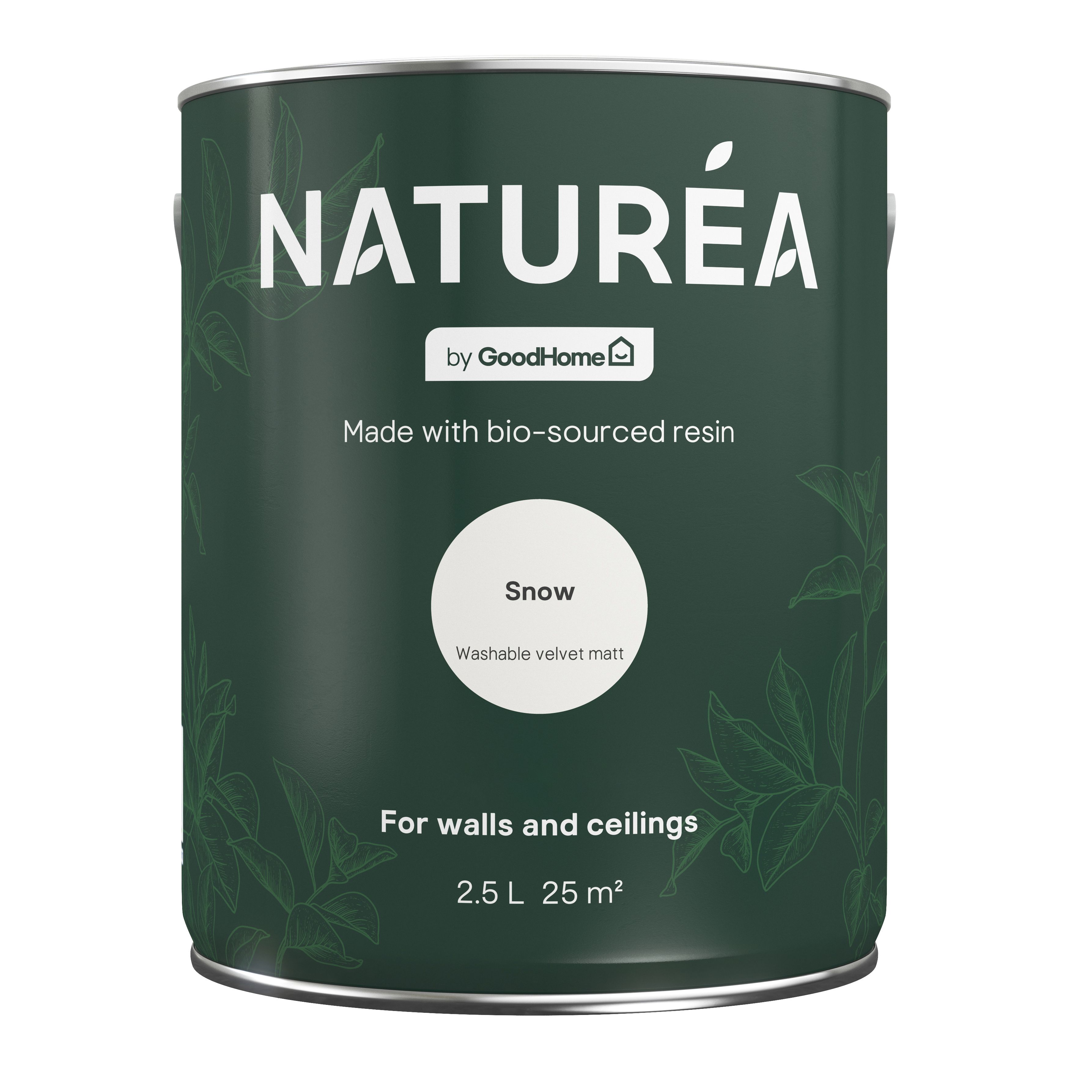 GoodHome Naturéa Snow Velvet matt Wall paint, 2.5L