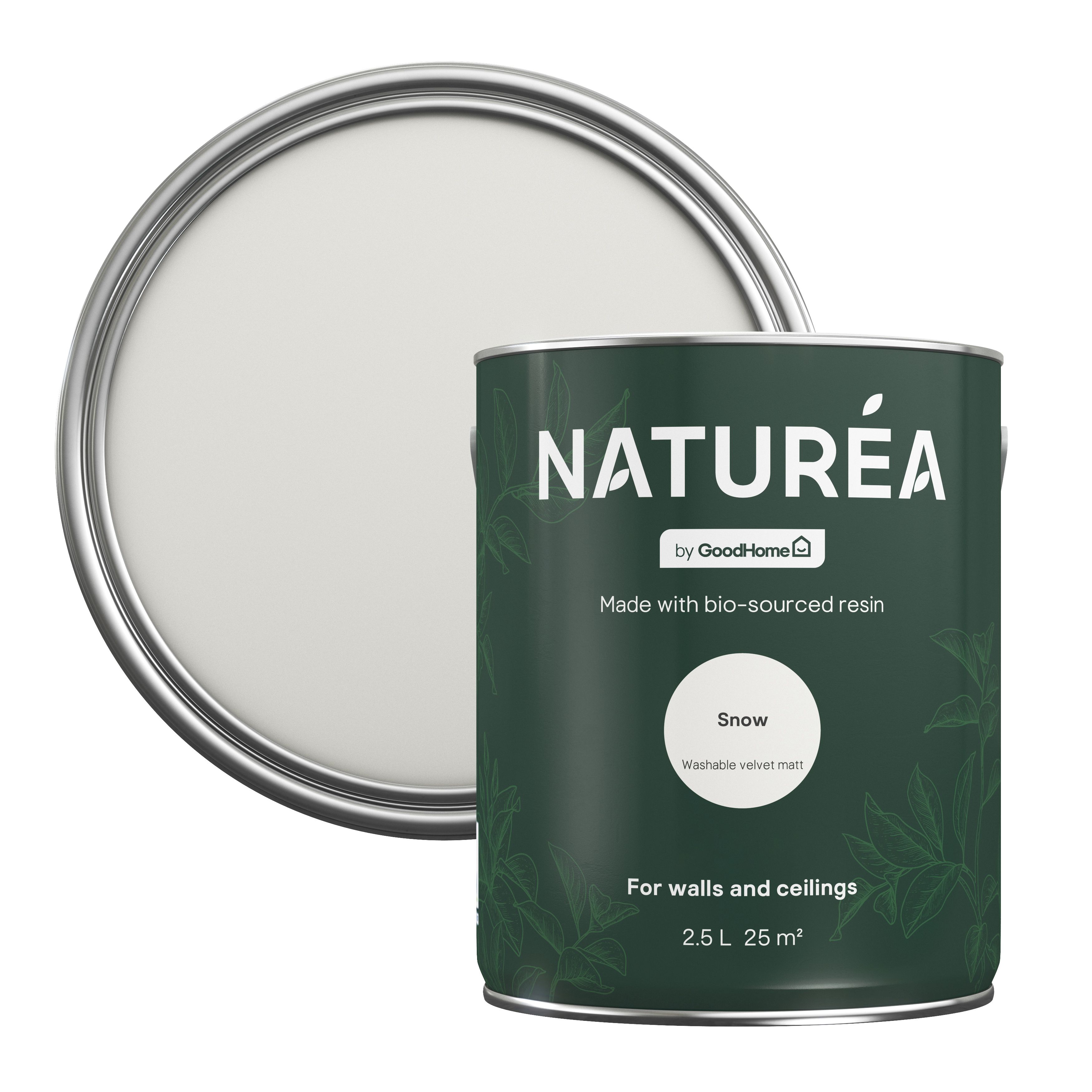 GoodHome Naturéa Snow Velvet matt Wall paint, 2.5L
