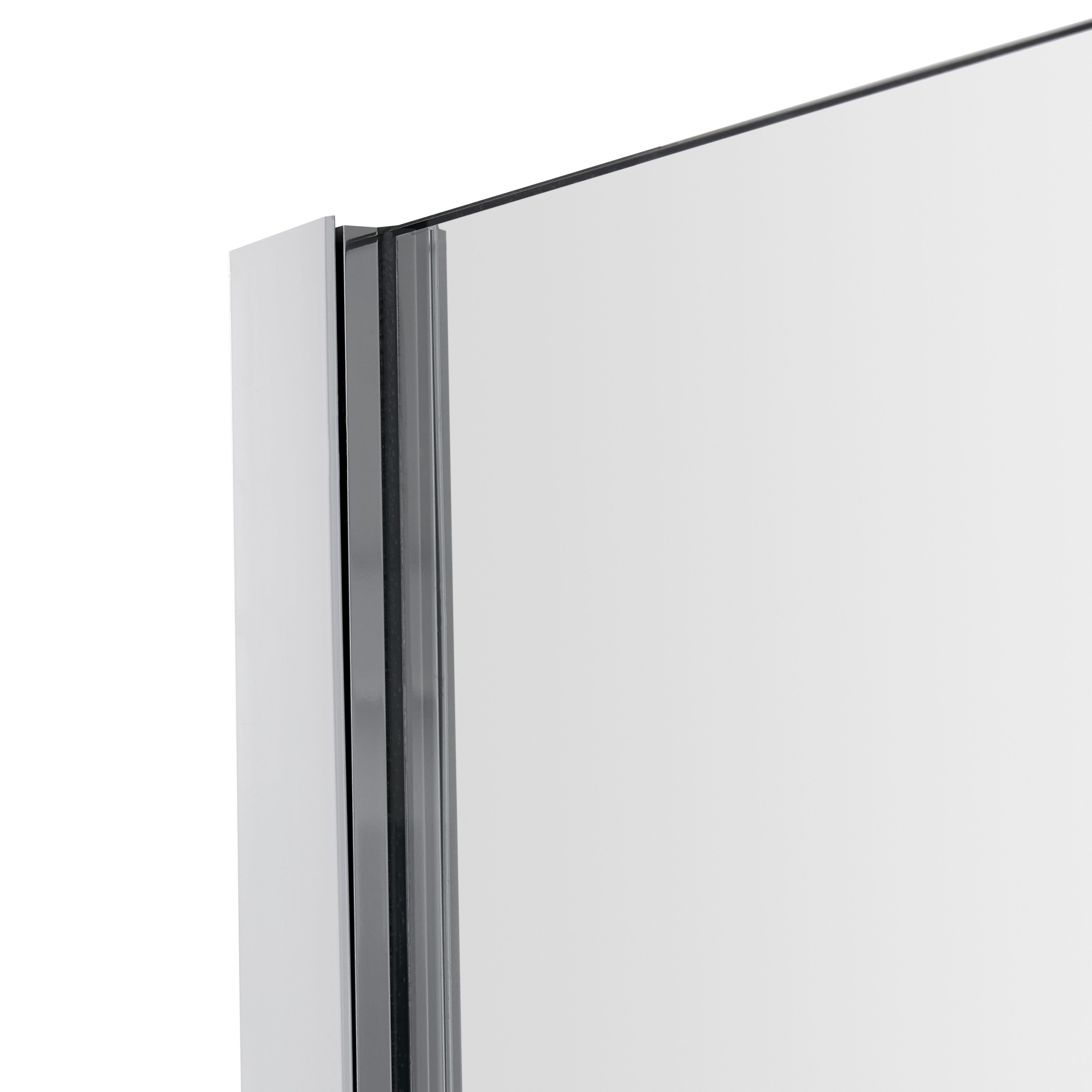 GoodHome Naya Silver Clear Walk-in Wet room glass screen (H)195cm (W)140cm