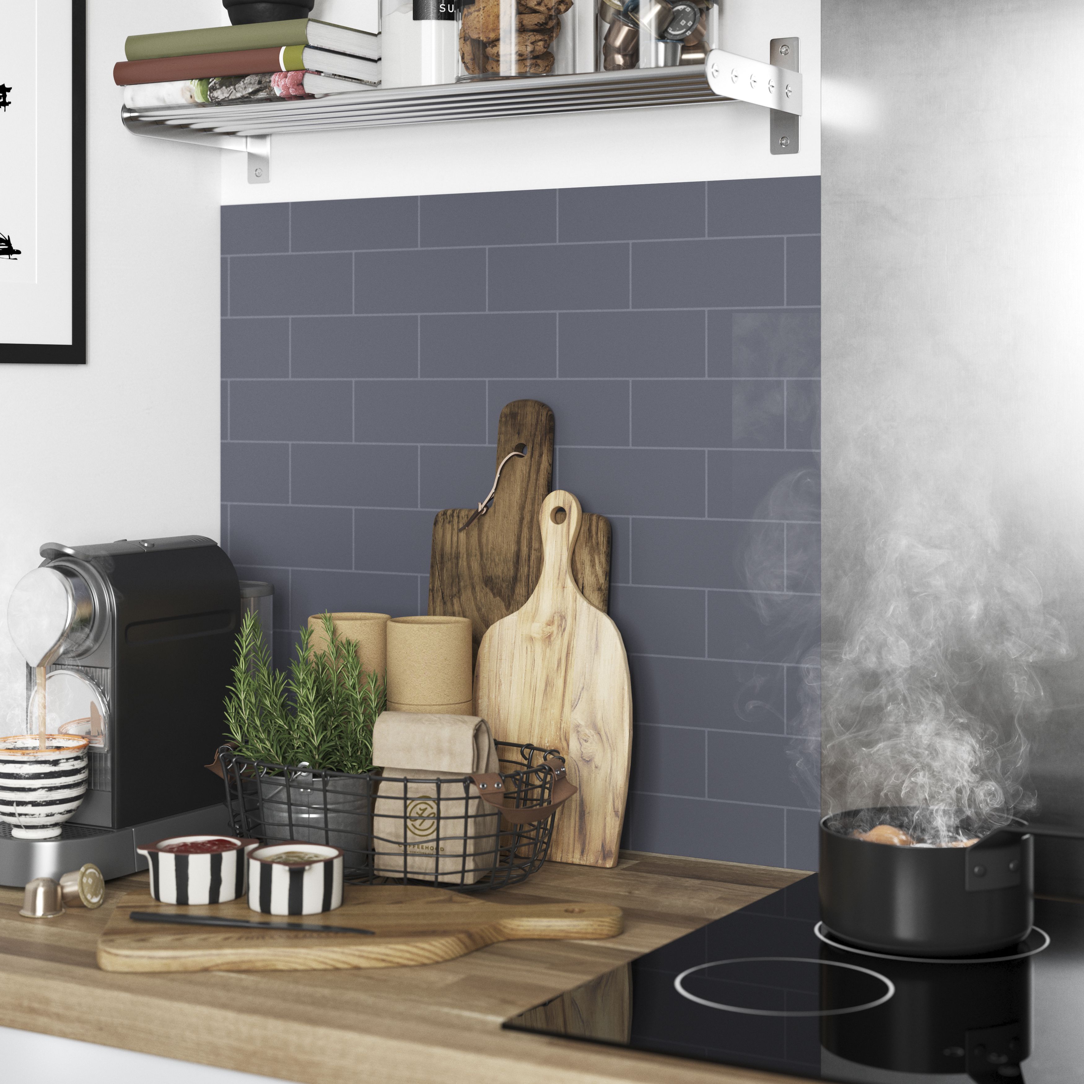 GoodHome Nepeta Anthracite Smooth / shallow Paper & resin Back panel, (H)6000mm (W)20000mm (T)3mm