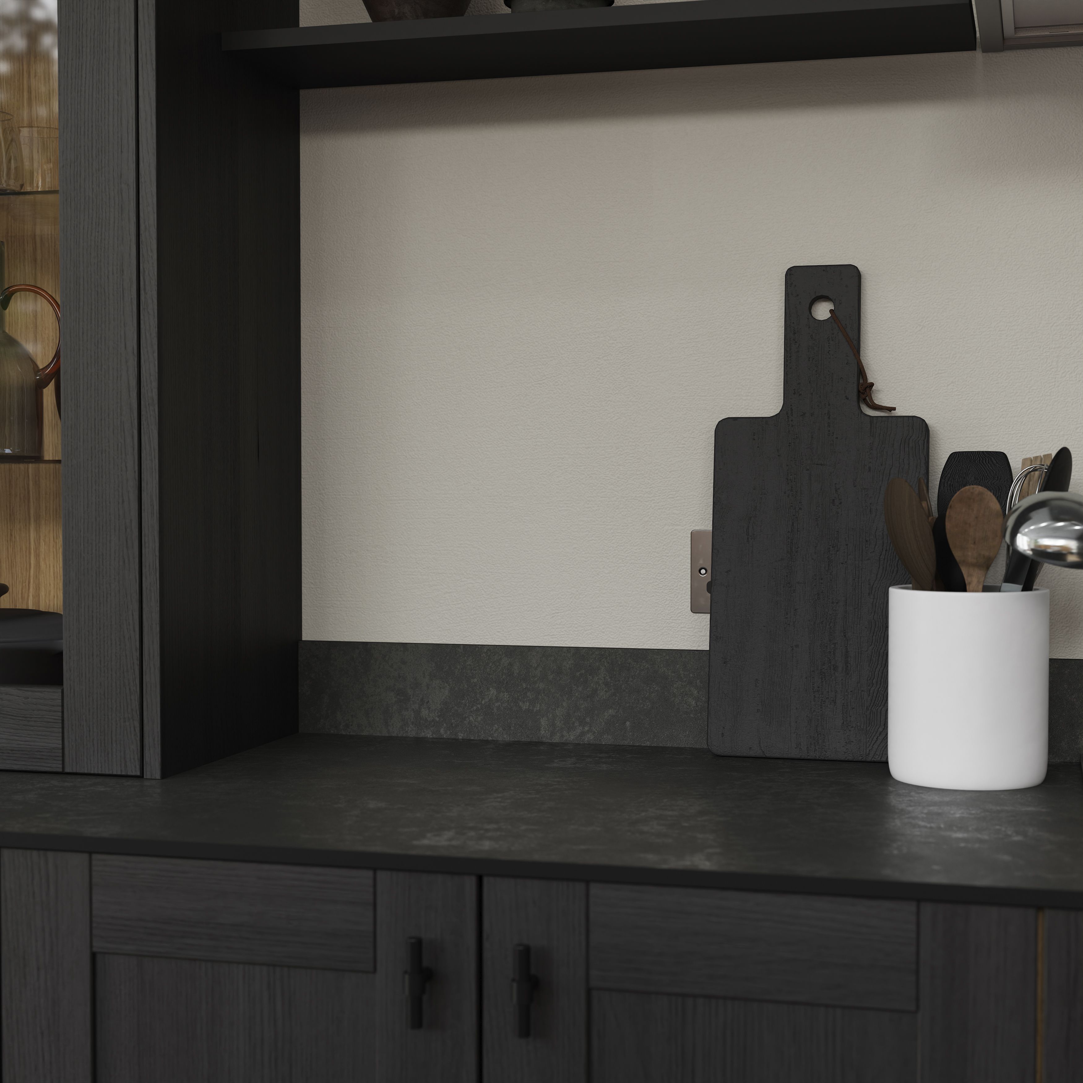 GoodHome Nepeta Grey Stone effect Paper & resin Upstand (L)3000mm