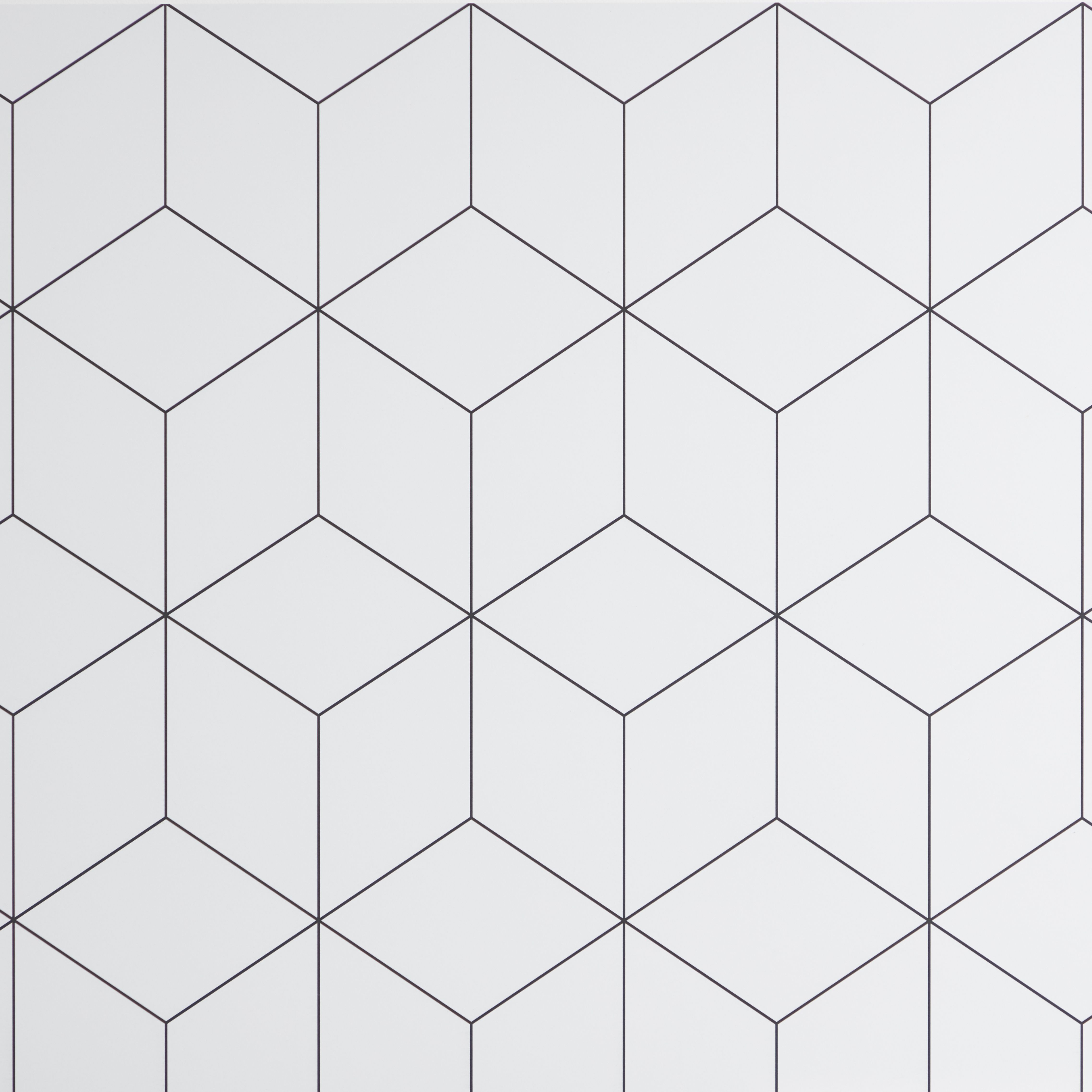 GoodHome Nepeta White Geometric / smooth Paper & resin Back panel, (H)6000mm (W)18000mm (T)3mm