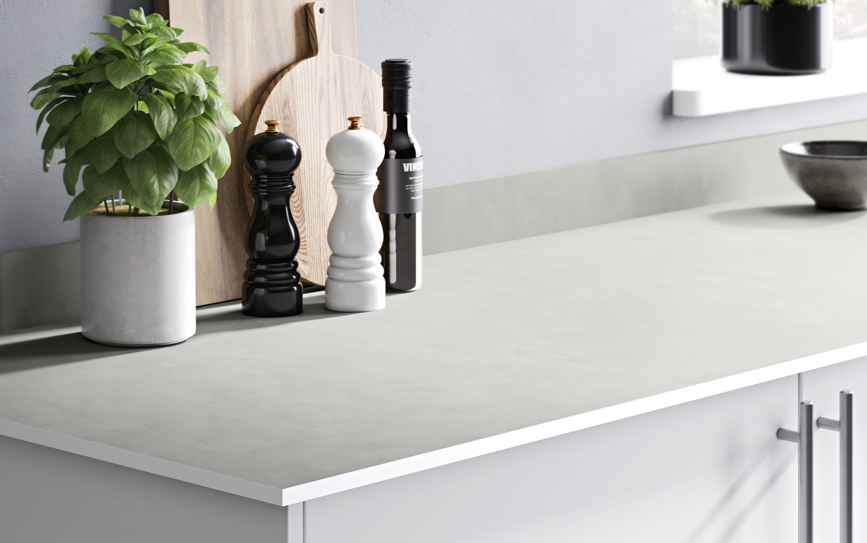 GoodHome Nepeta White Stone effect Paper & resin Upstand (L)3000mm