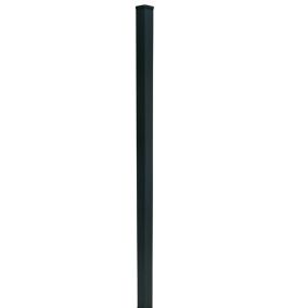 GoodHome Neva Dark grey Slotted Square Metal Fence post (H)1.83m (W)70mm
