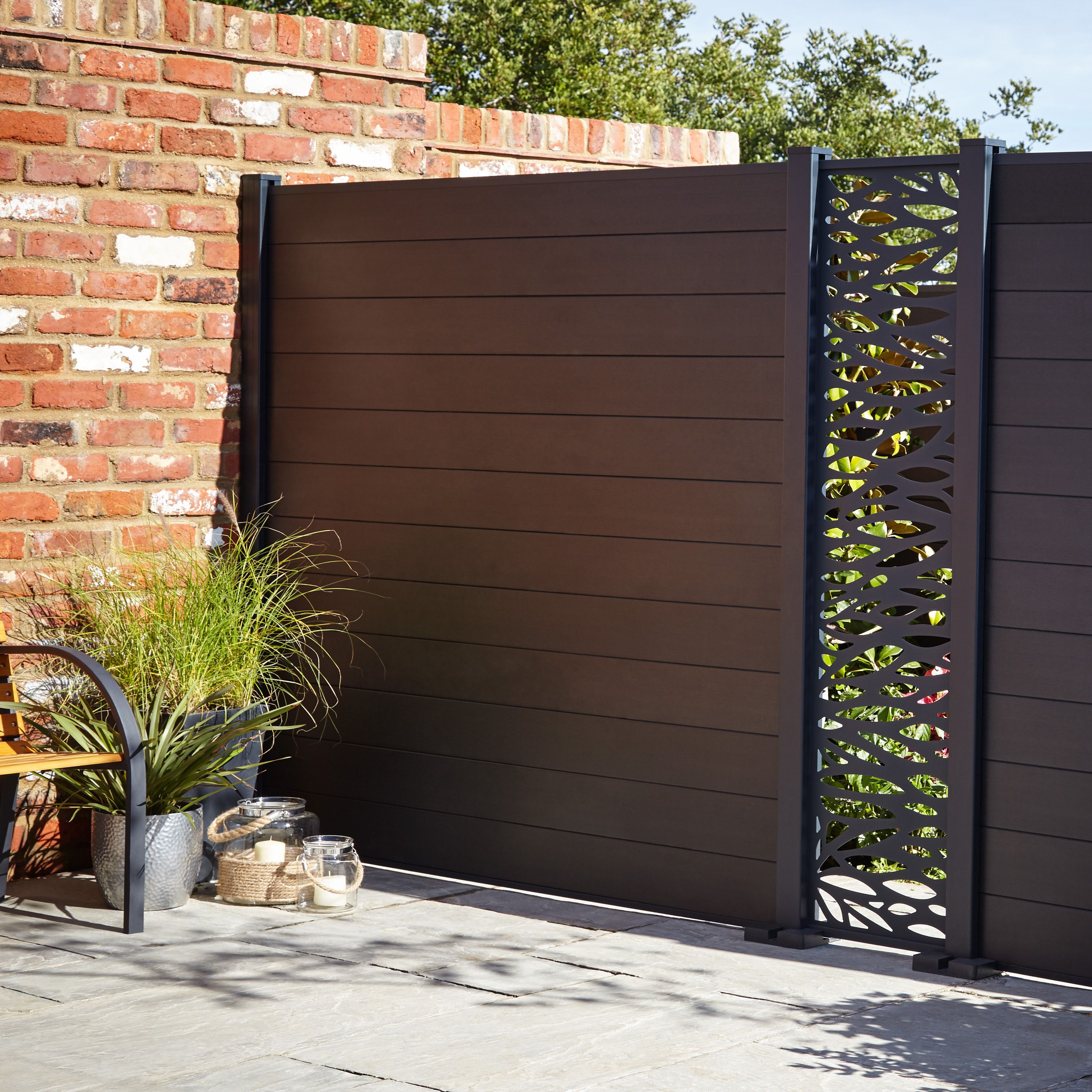 GoodHome Neva Decorative Untreated Metal 1/4 Fence panel (W)1.79m (H)0.44m
