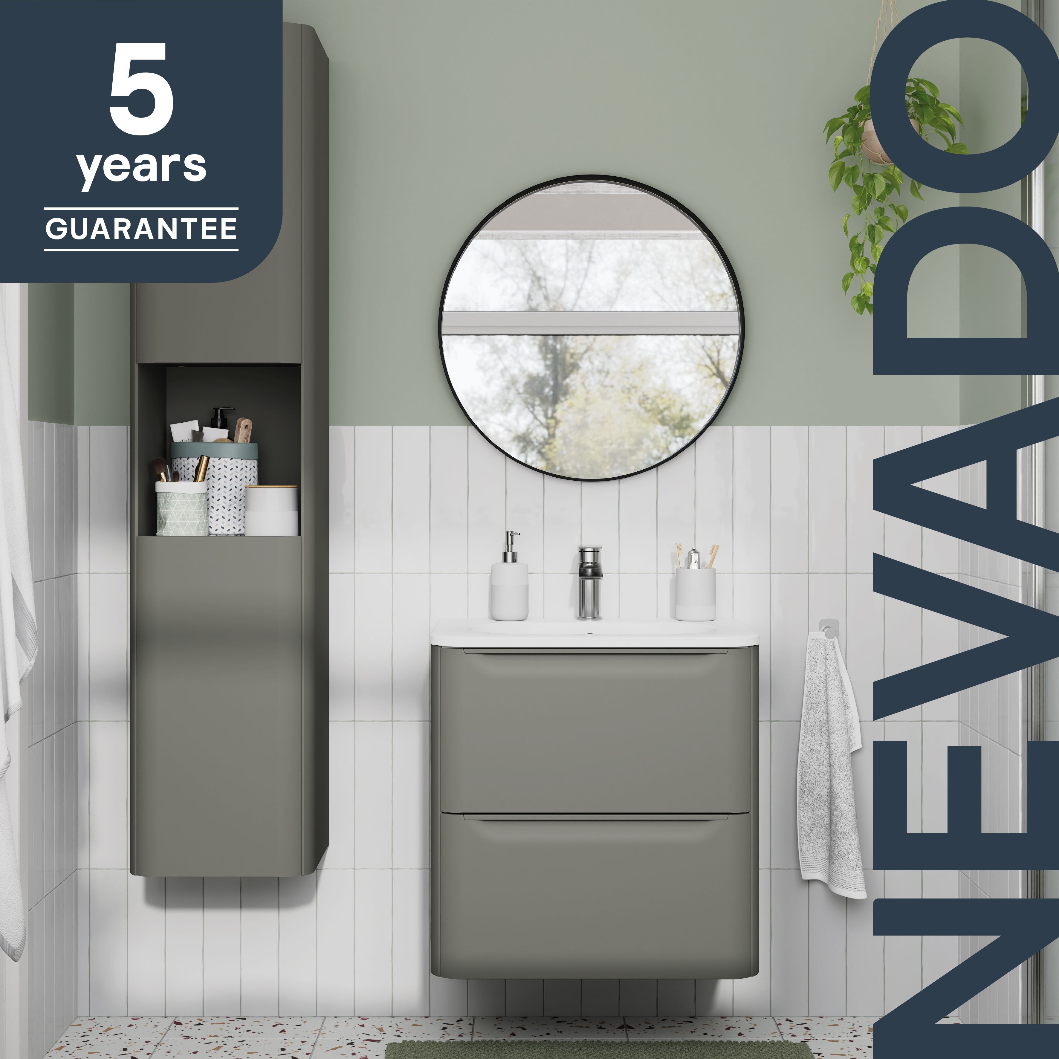 GoodHome Nevado Standard Matt Green Wall-mounted Bathroom Vanity unit (H)60cm (W)60cm
