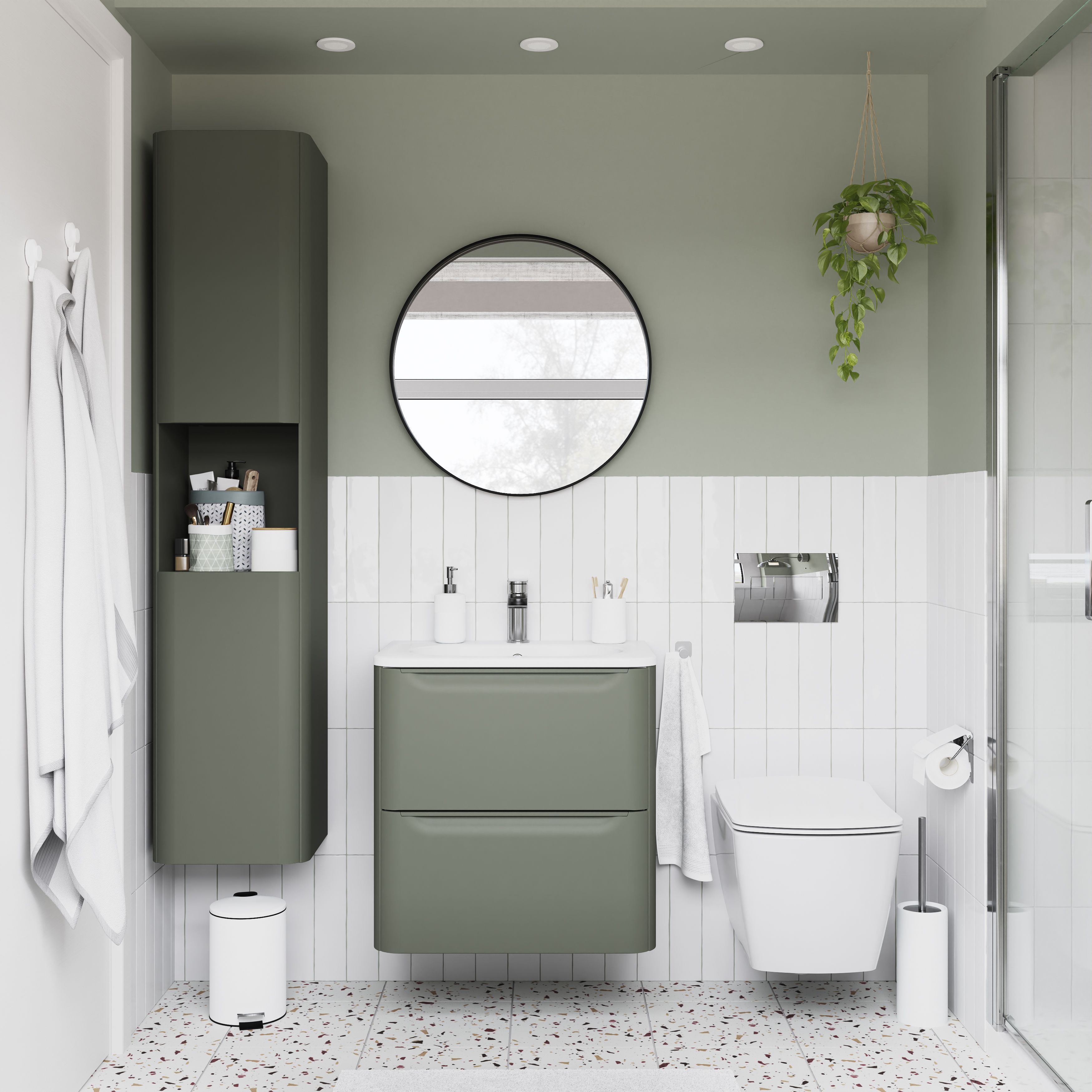 GoodHome Nevado Standard Matt Green Wall-mounted Bathroom Vanity unit (H)60cm (W)60cm