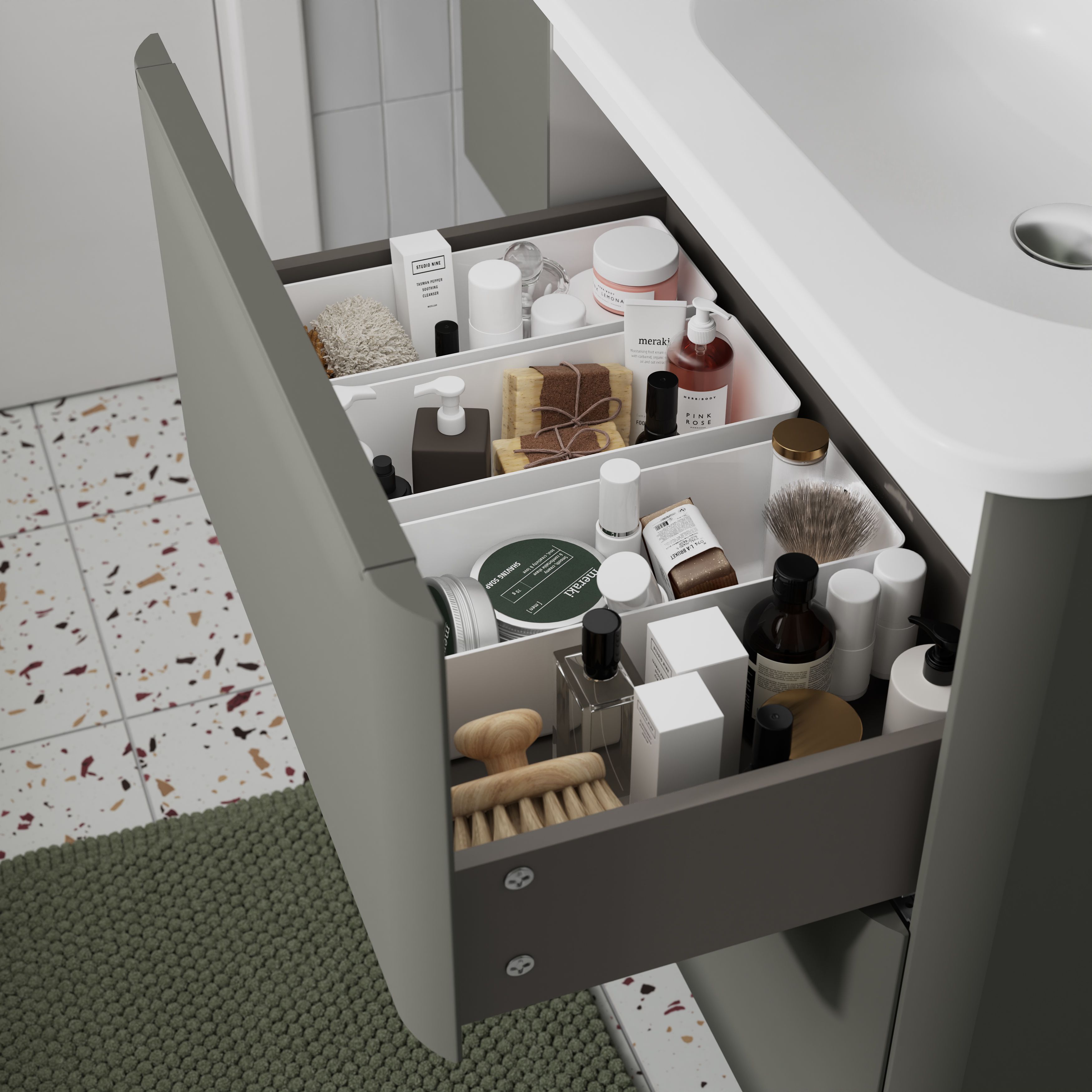GoodHome Nevado Standard Matt Green Wall-mounted Bathroom Vanity unit (H)60cm (W)60cm