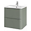 GoodHome Nevado Standard Matt Green Wall-mounted Bathroom Vanity unit (H)60cm (W)60cm