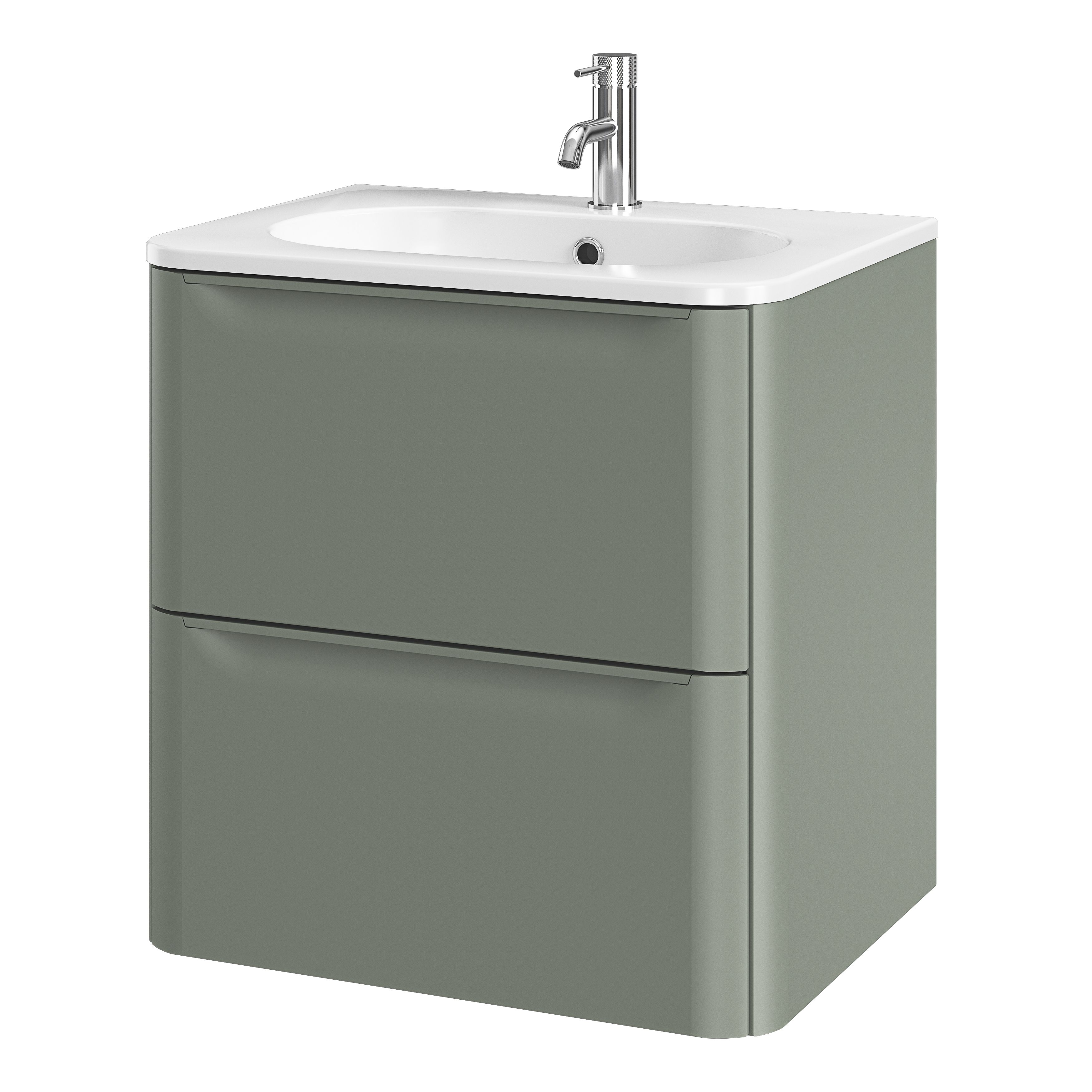 GoodHome Nevado Standard Matt Green Wall-mounted Bathroom Vanity unit (H)60cm (W)60cm