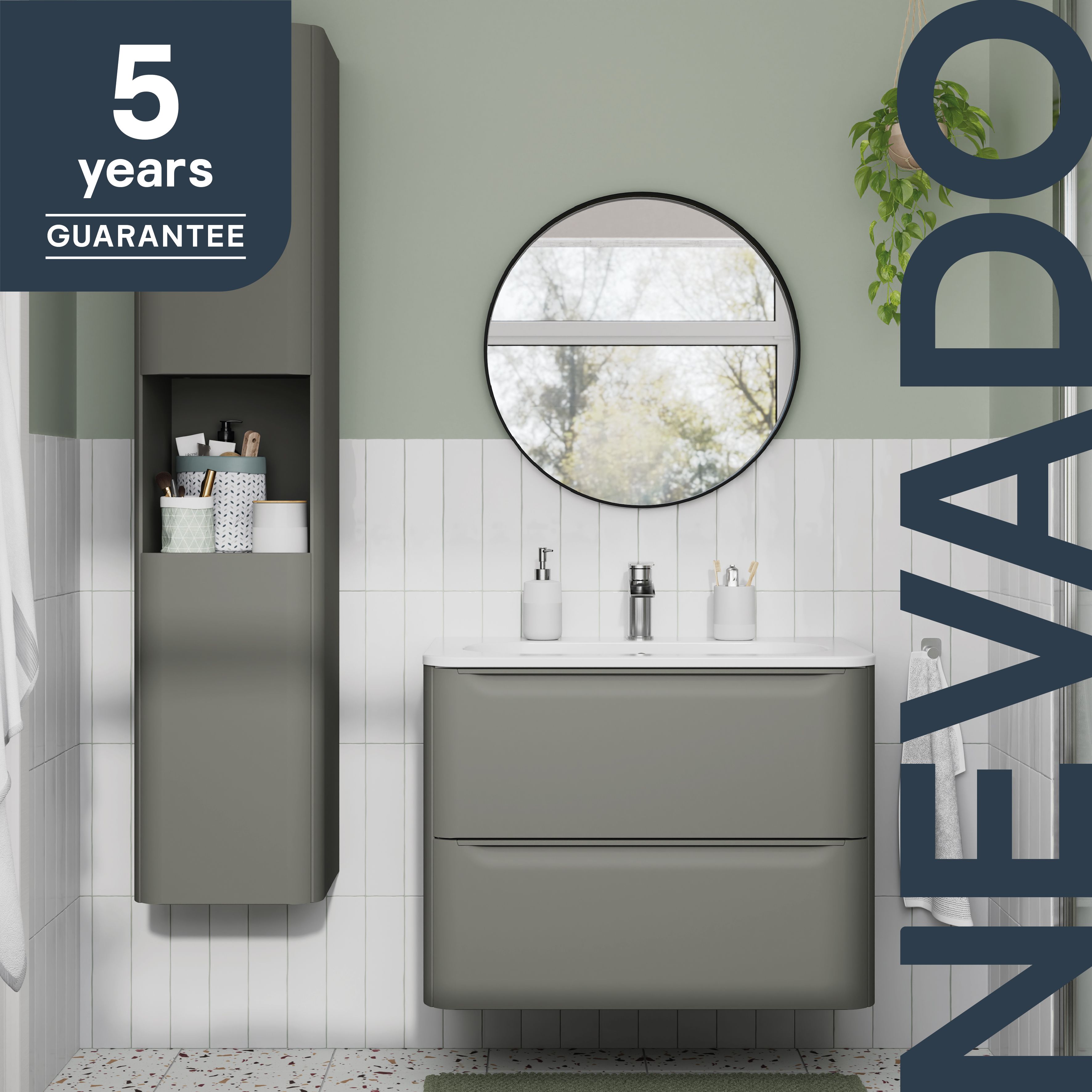 GoodHome Nevado Standard Matt Green Wall-mounted Bathroom Vanity unit (H)60cm (W)80cm