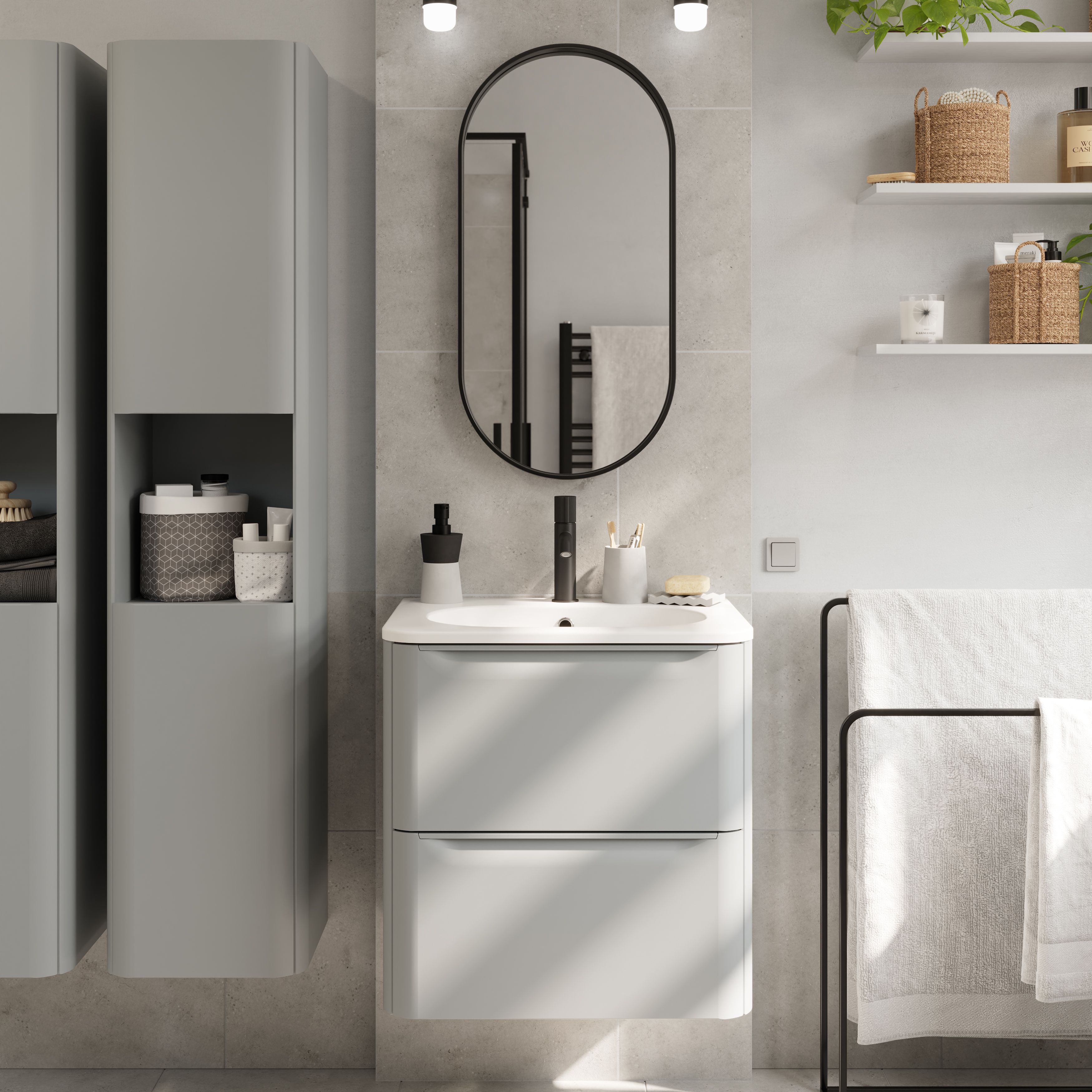 GoodHome Nevado Standard Matt Grey Wall-mounted Bathroom Vanity unit (H)60cm (W)60cm