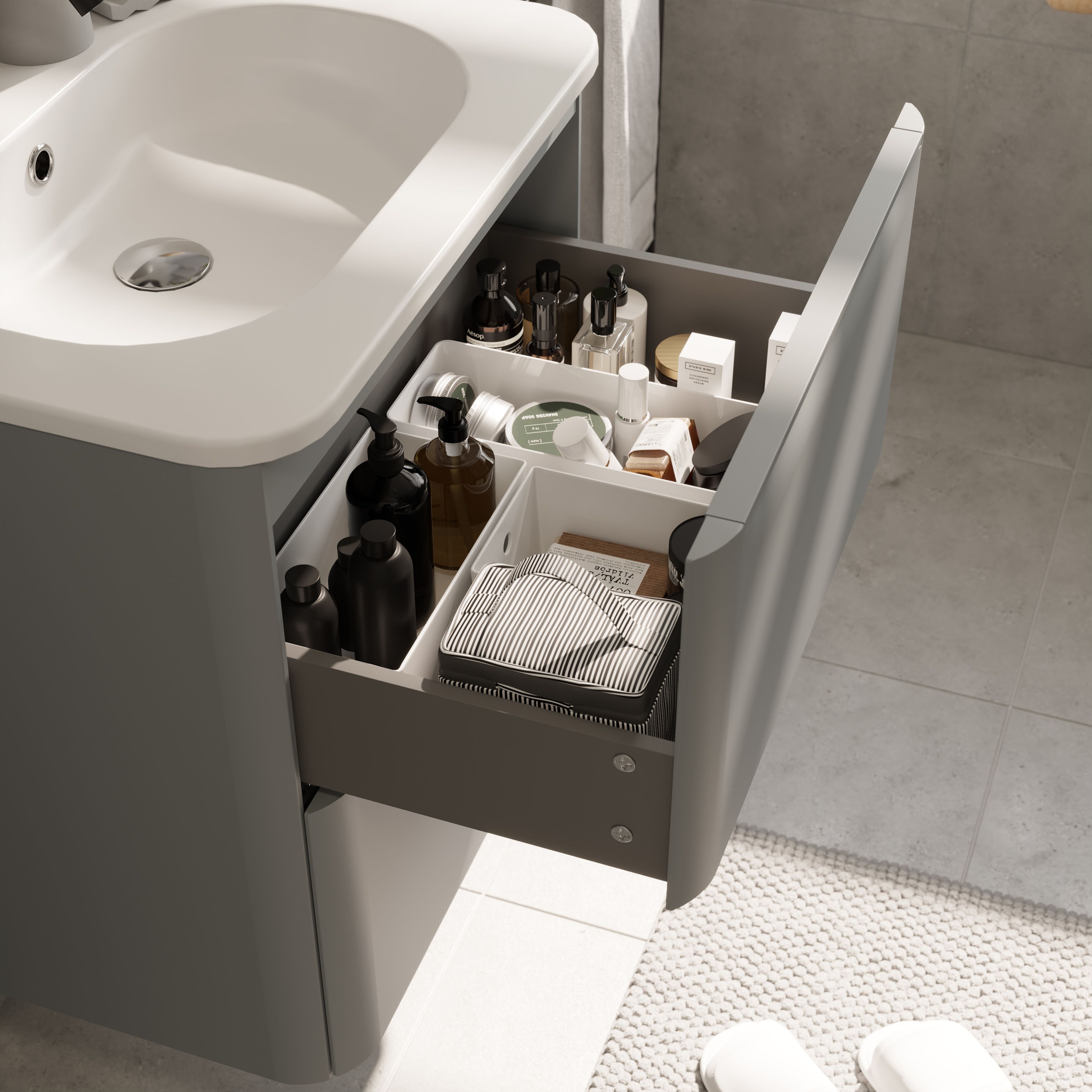 GoodHome Nevado Standard Matt Grey Wall-mounted Bathroom Vanity unit (H)60cm (W)60cm