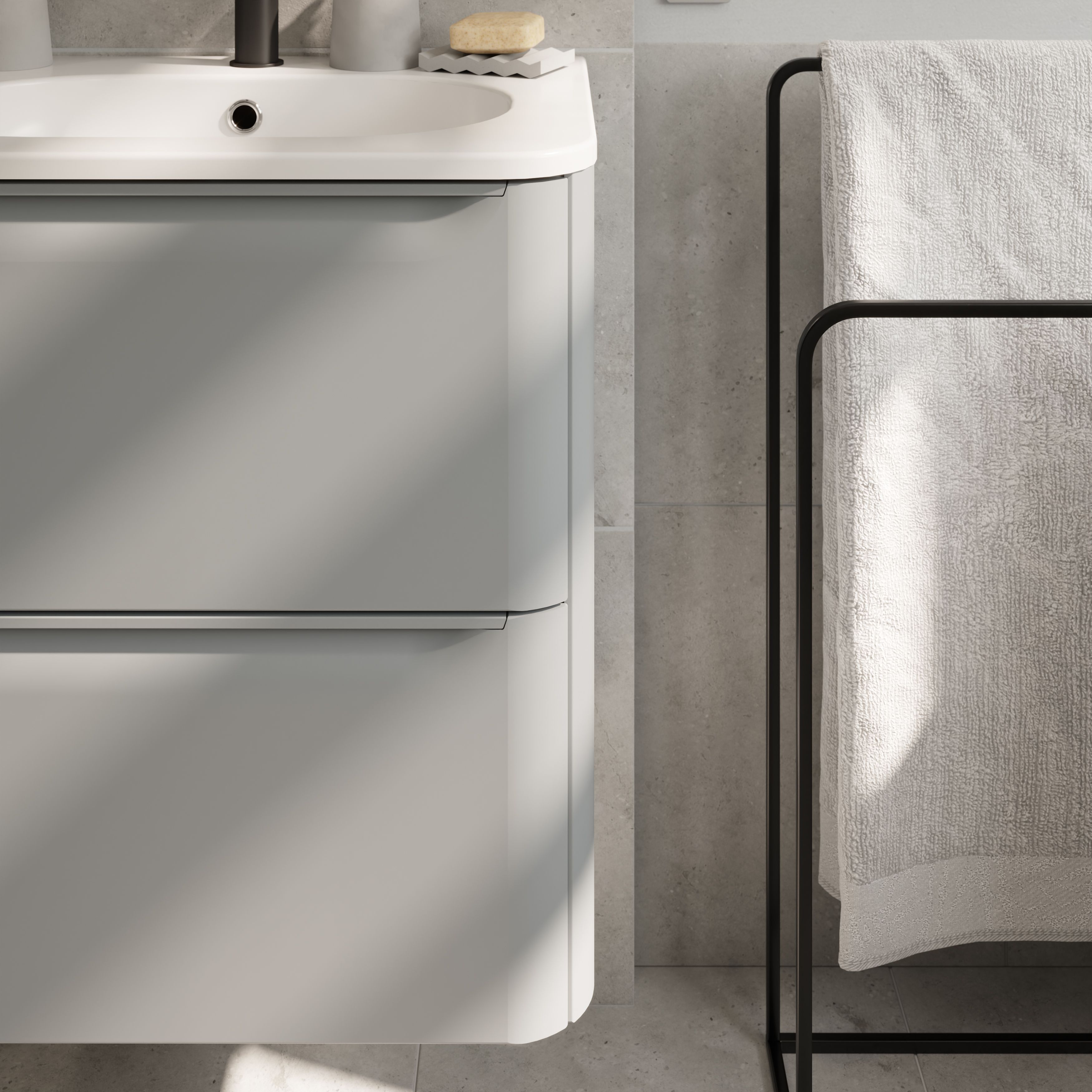 GoodHome Nevado Standard Matt Grey Wall-mounted Bathroom Vanity unit (H)60cm (W)60cm
