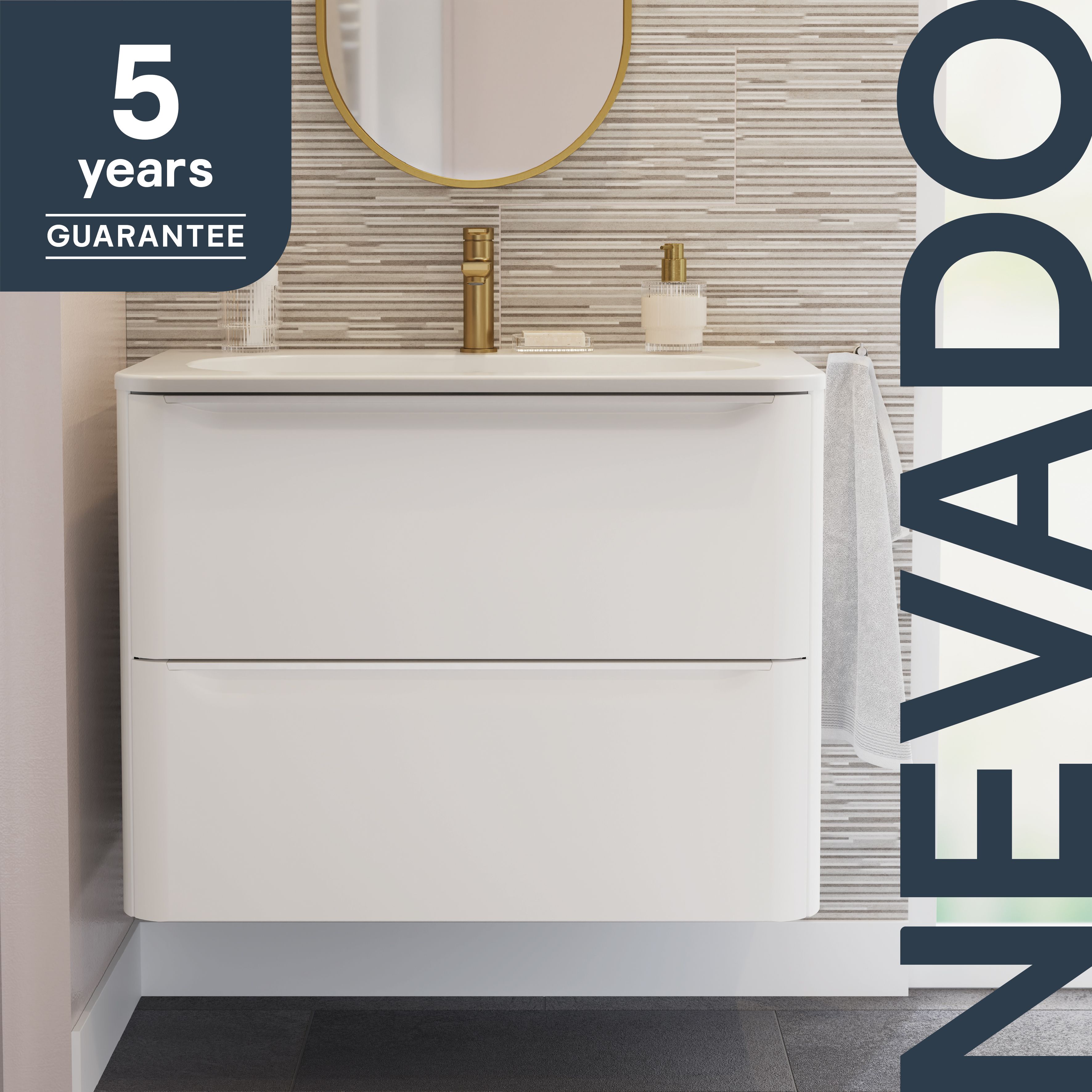 GoodHome Nevado Standard Matt White Wall-mounted Bathroom Vanity unit (H)60cm (W)80cm