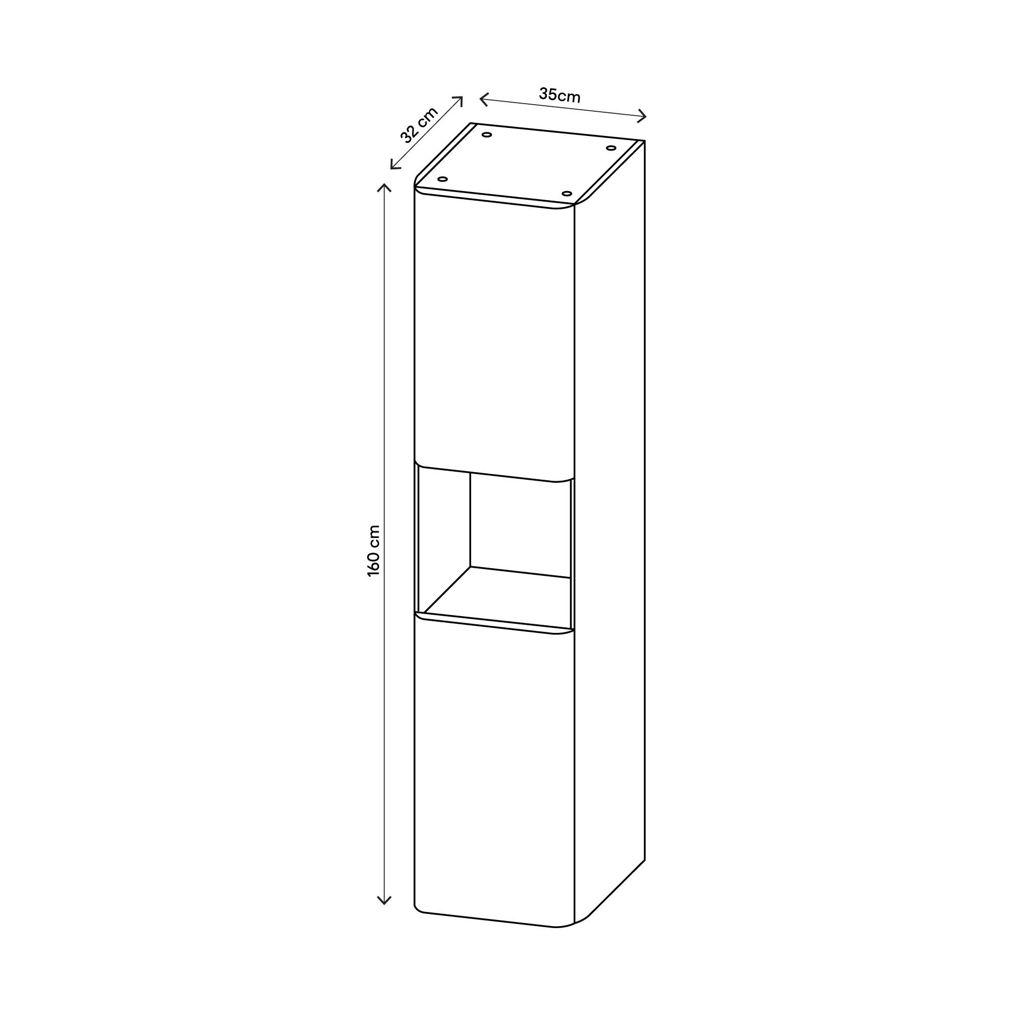 GoodHome Nevado Tall Matt White Double Bathroom Column cabinet (H)160cm (W)35cm