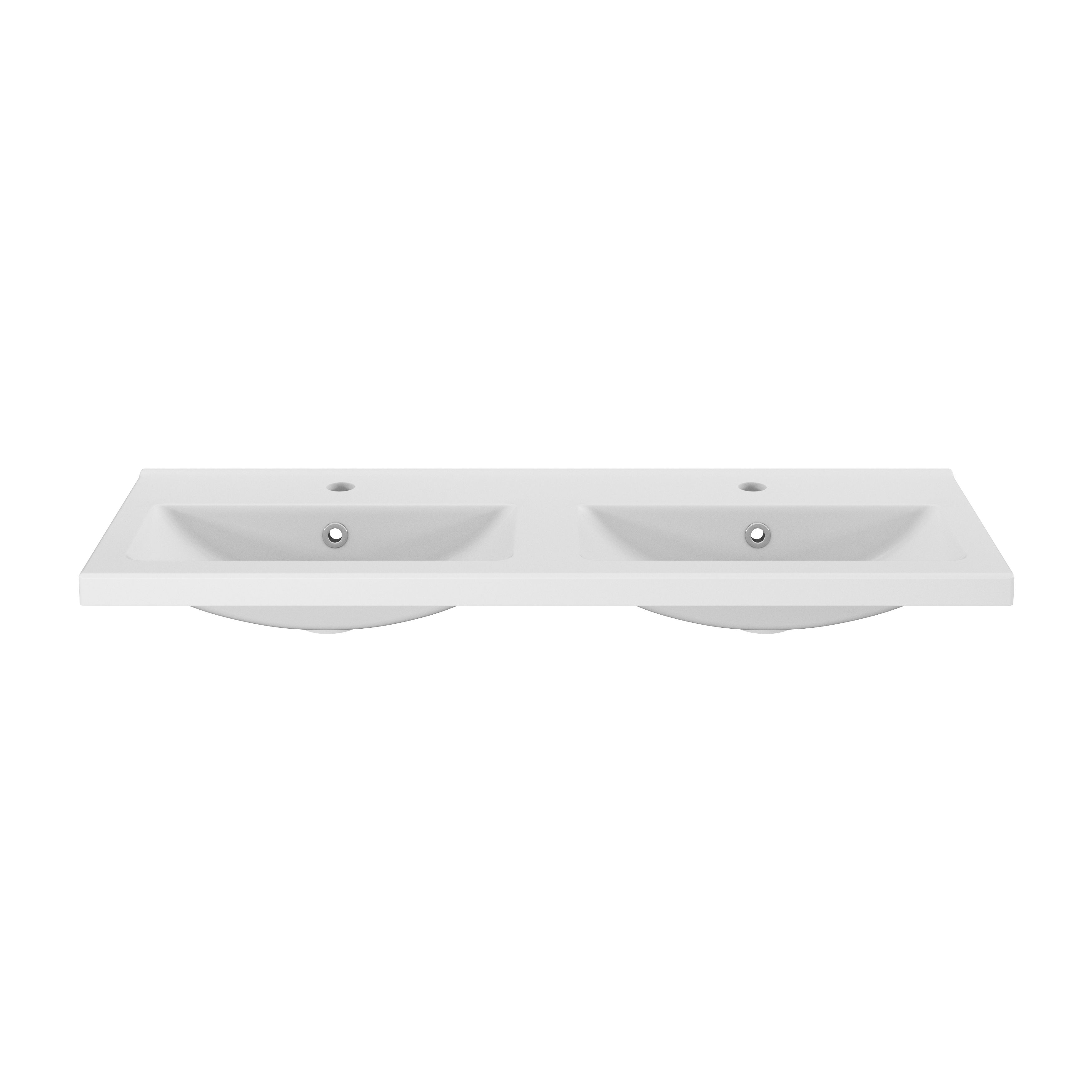 GoodHome Nira Double Gloss White Rectangular Vanity Basin (W)100.4cm