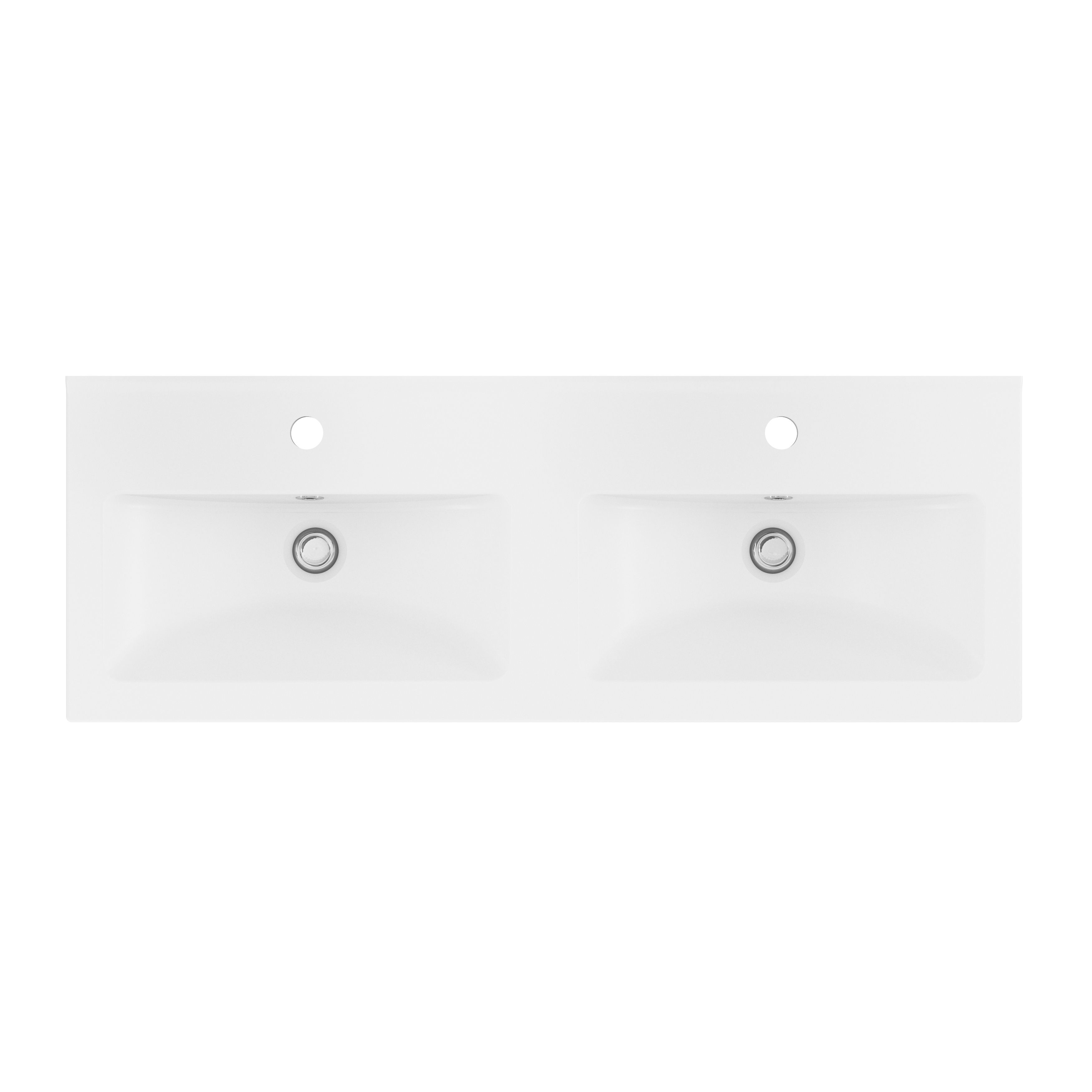 GoodHome Nira Double Gloss White Rectangular Vanity Basin (W)100.4cm