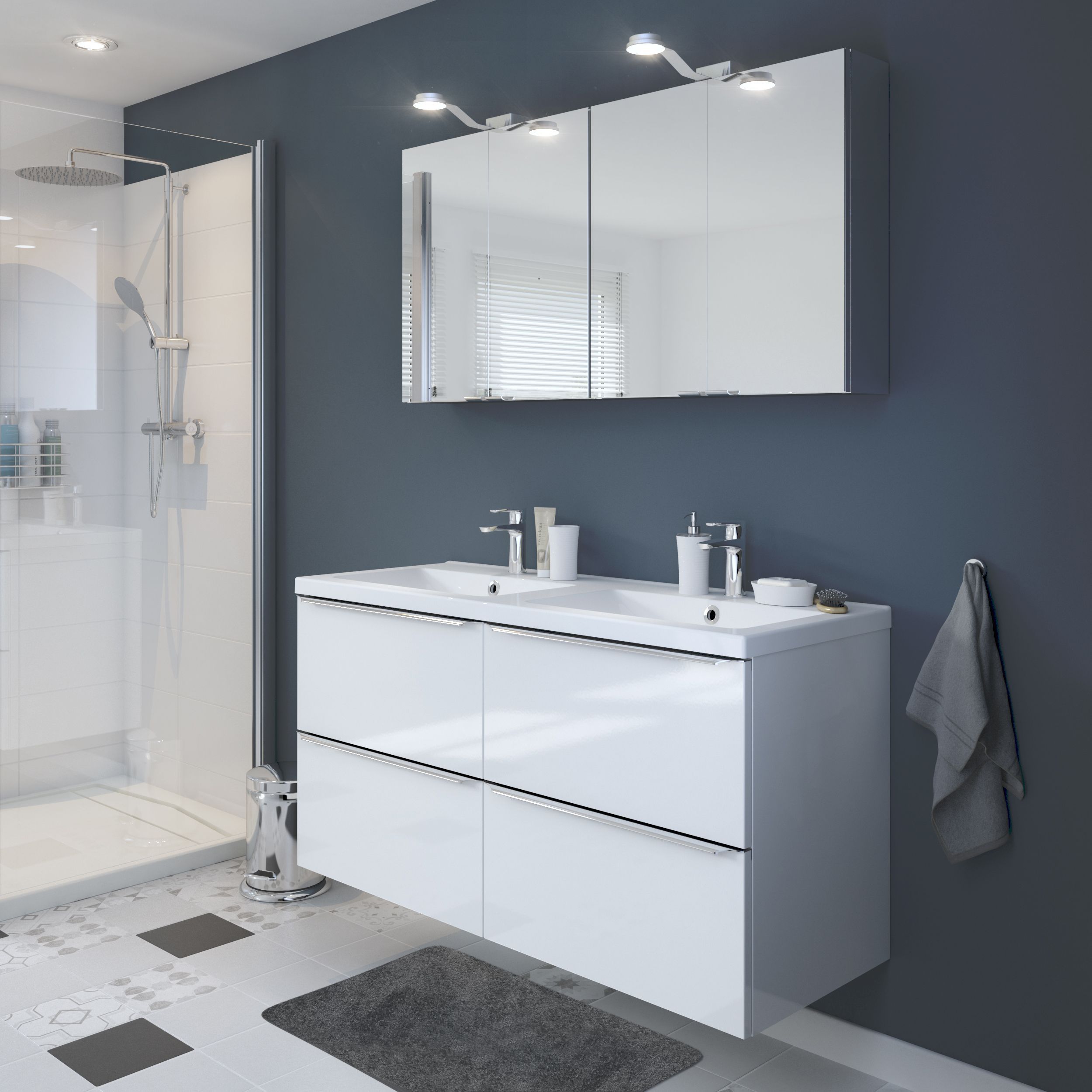 GoodHome Nira White Rectangular Vanity Basin (W)120cm