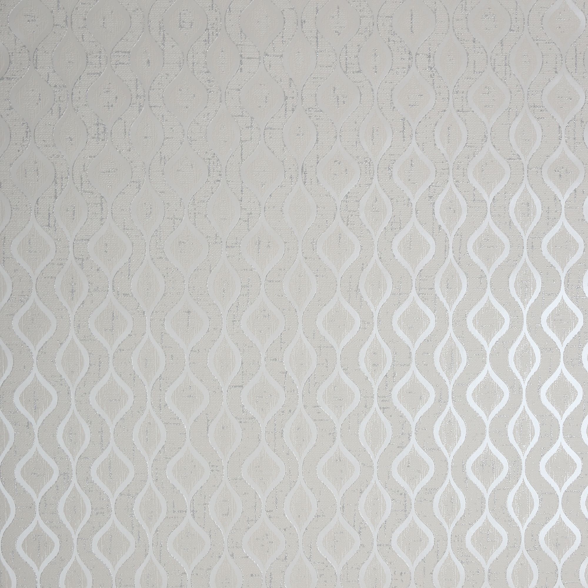 GoodHome Nitida Beige & white Art deco Glitter effect Textured Wallpaper Sample