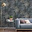 GoodHome Nivosa Navy Concrete effect Textured Wallpaper