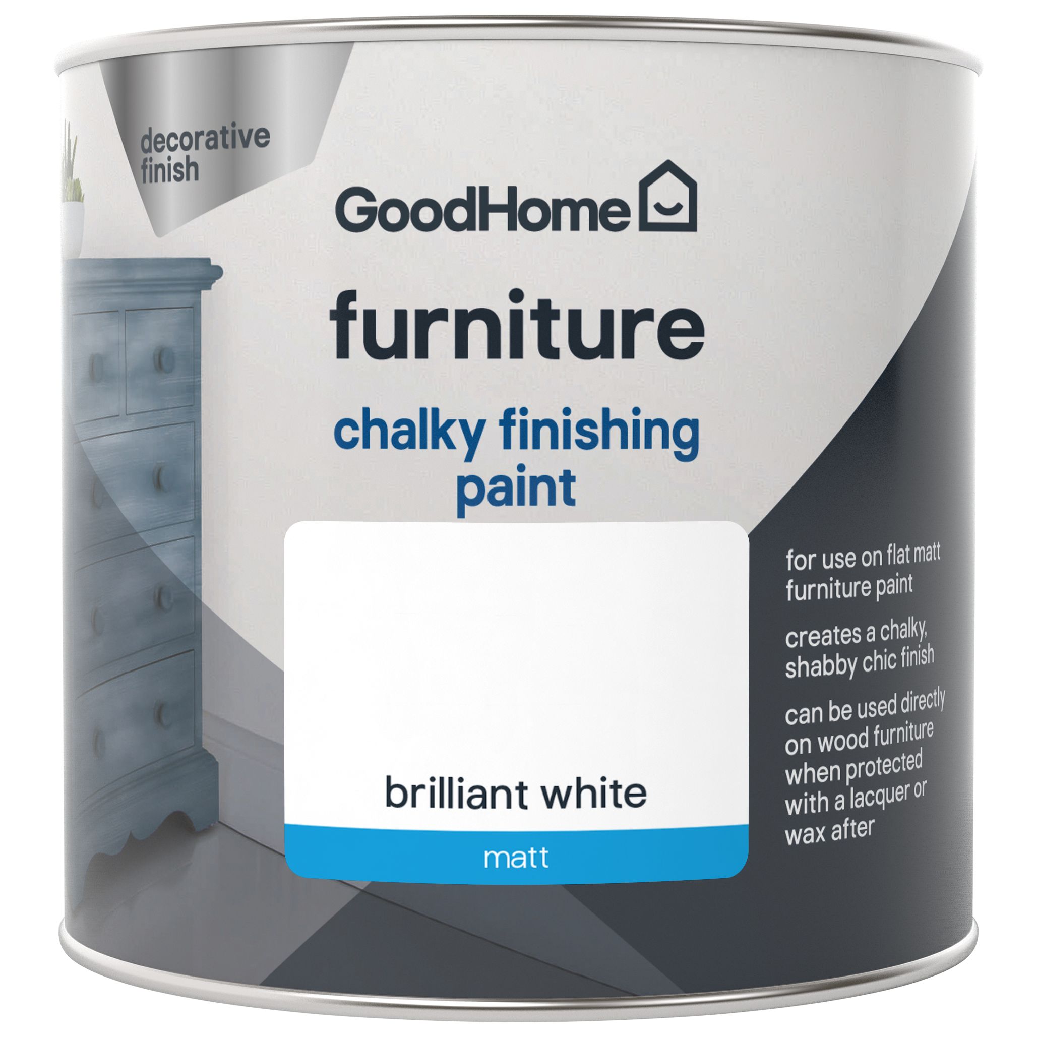 GoodHome North pole (Brilliant white) Chalky effect Furniture paint, 500ml