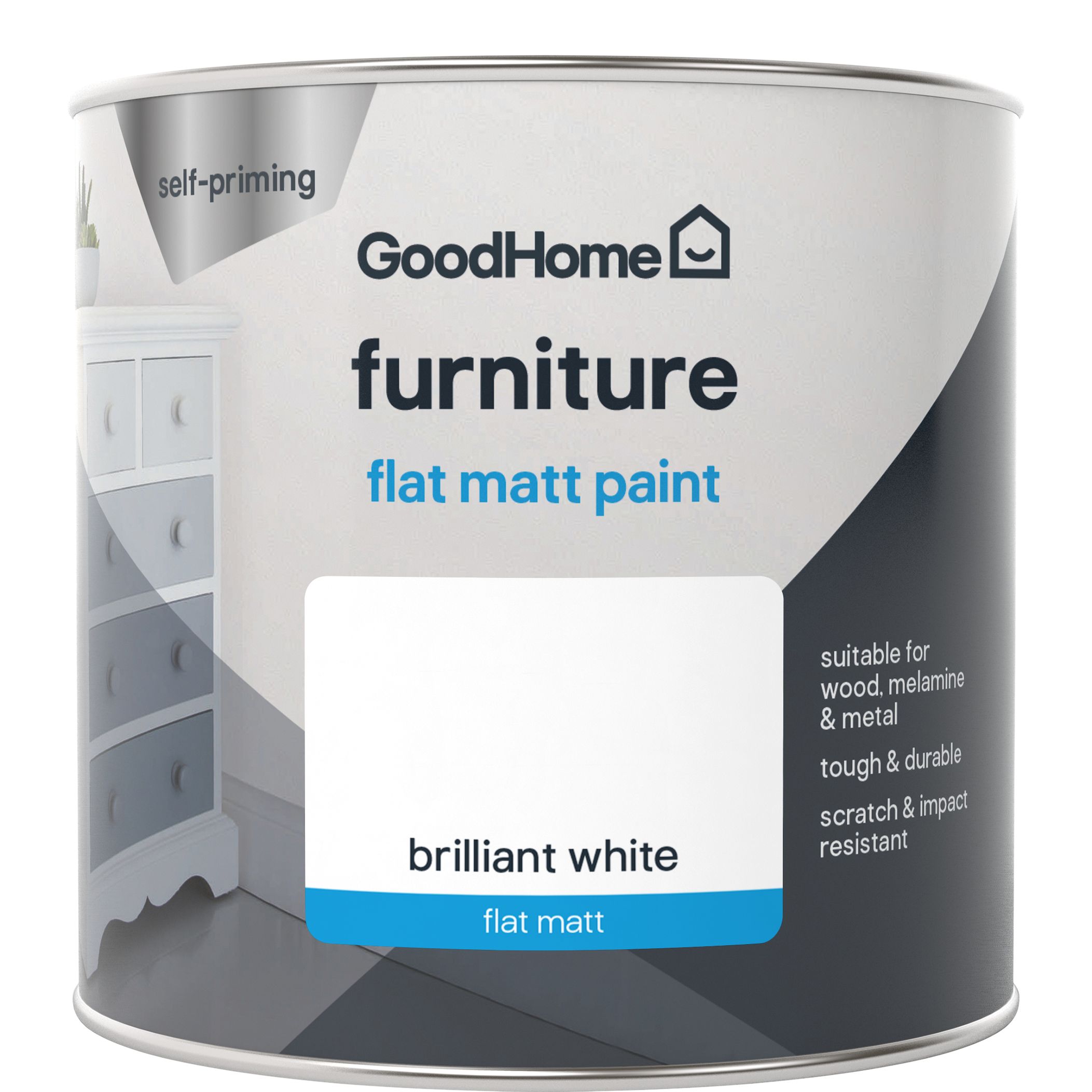 Wilko Quick Dry Furniture Black Matt Paint 1L