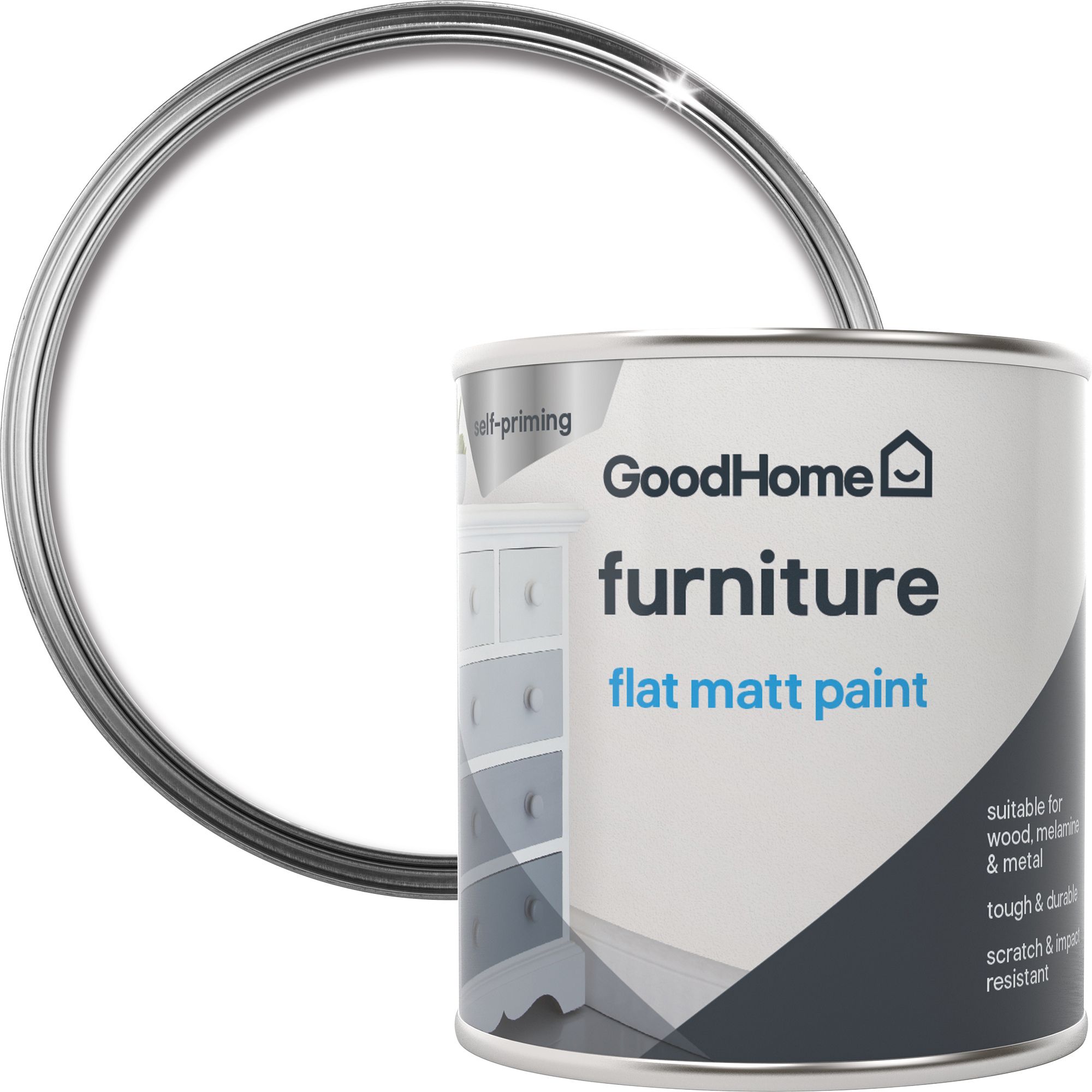GoodHome North pole (Brilliant white) Matt Furniture paint, 125ml