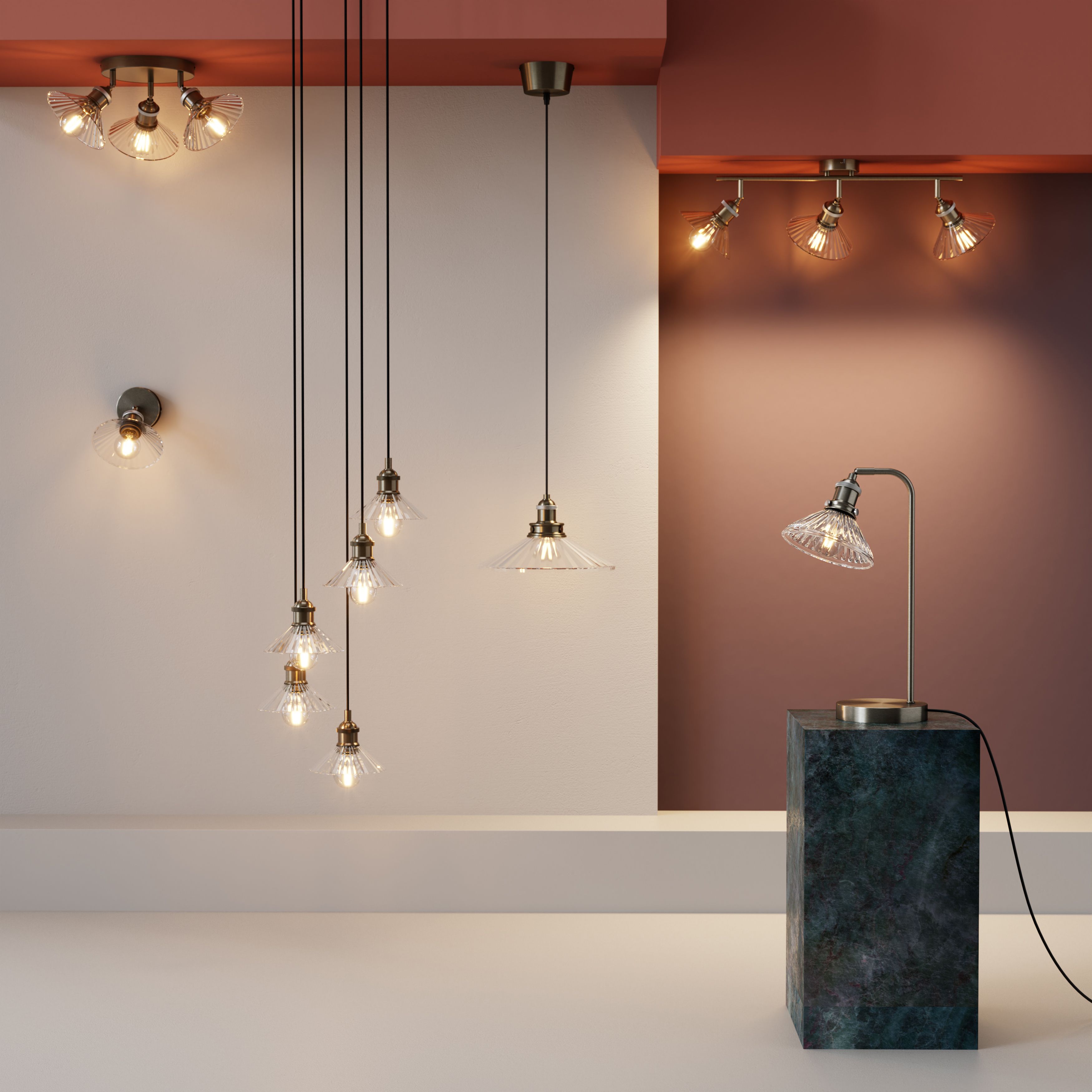 GoodHome Northwich Round Satin Pewter effect 5 Lamp LED Pendant ceiling light, (Dia)250mm