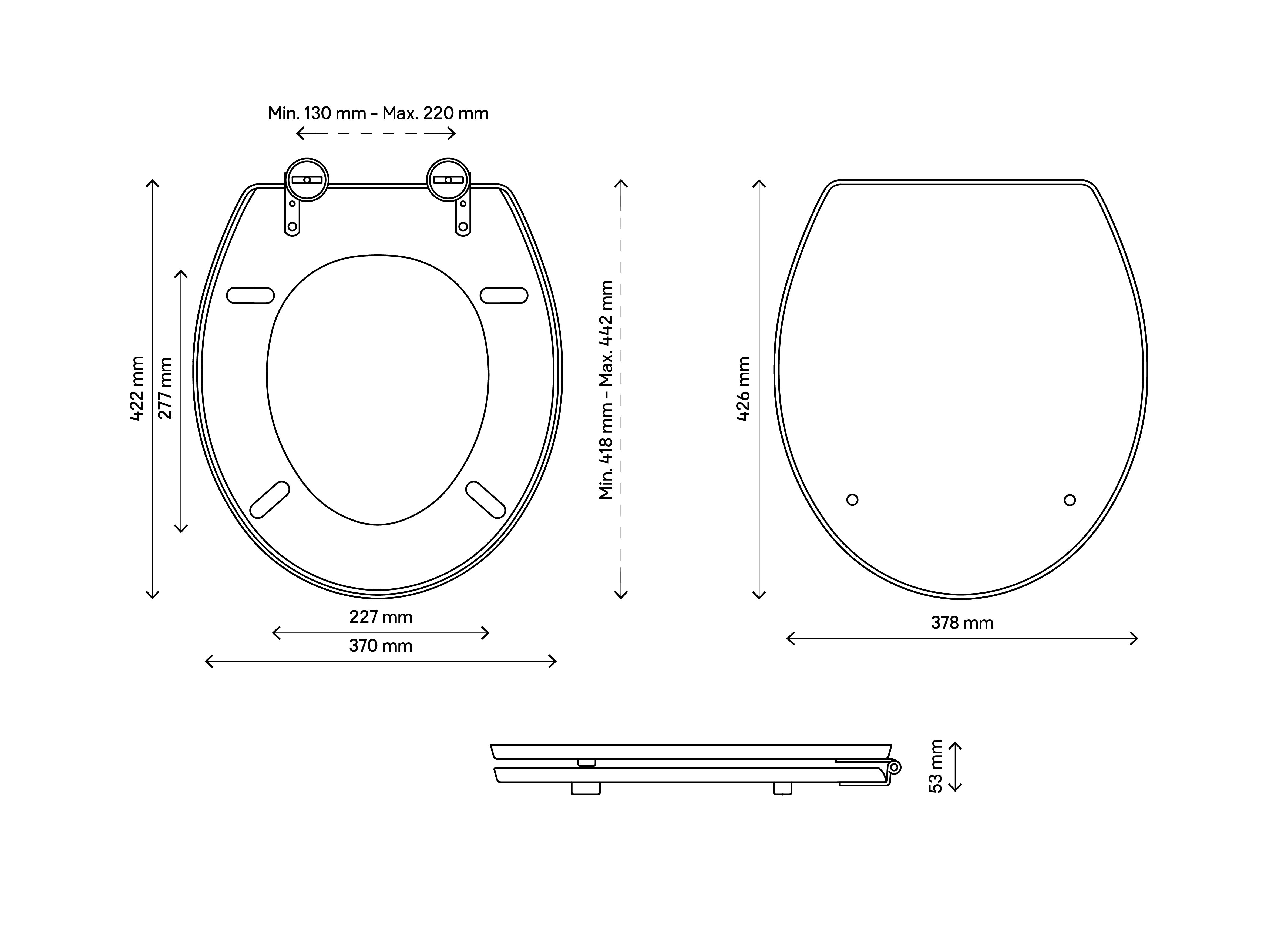 GoodHome Nosara Silver Glitter effect Round Standard close Toilet seat