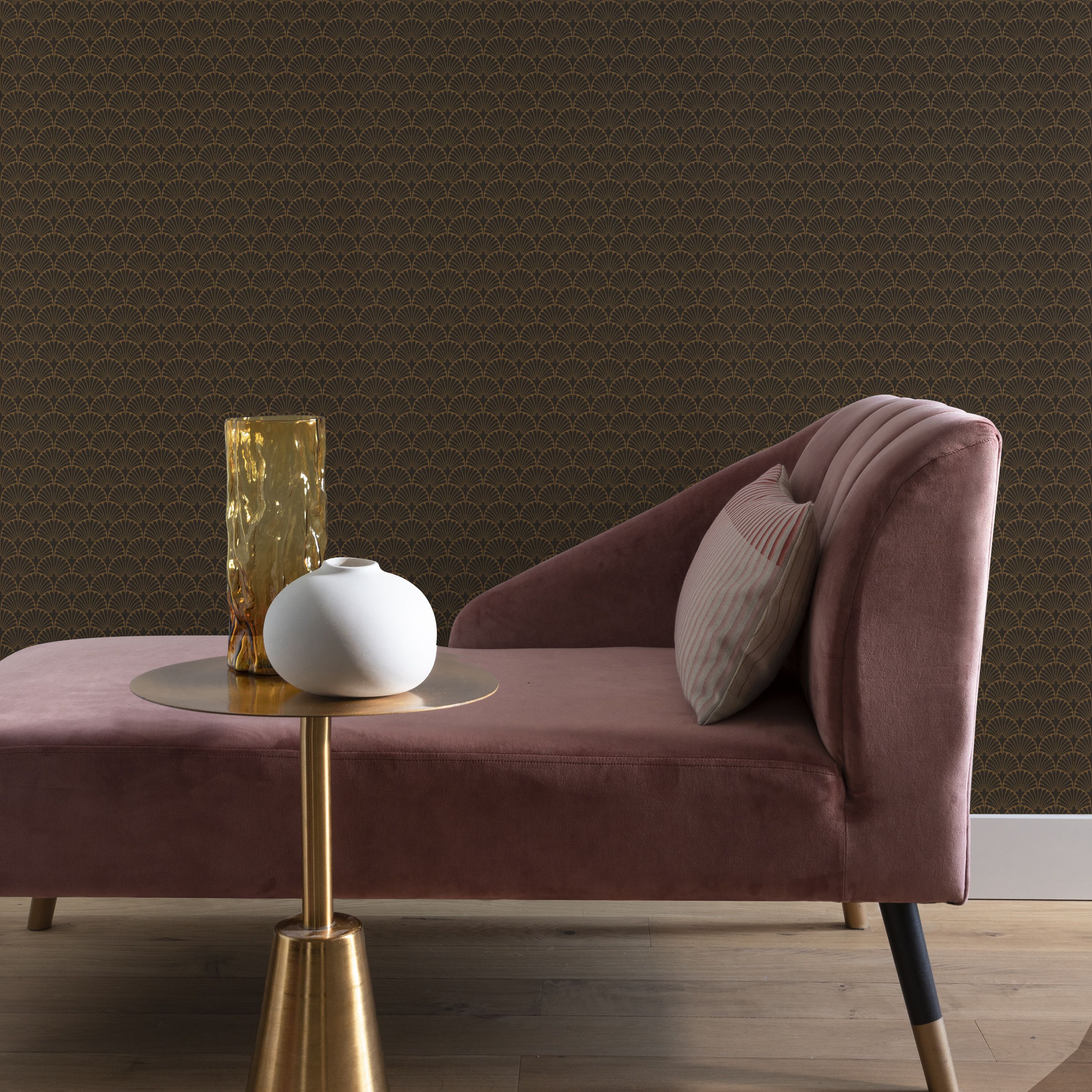 GoodHome Nosea Black Fabric effect Art deco Embossed Wallpaper