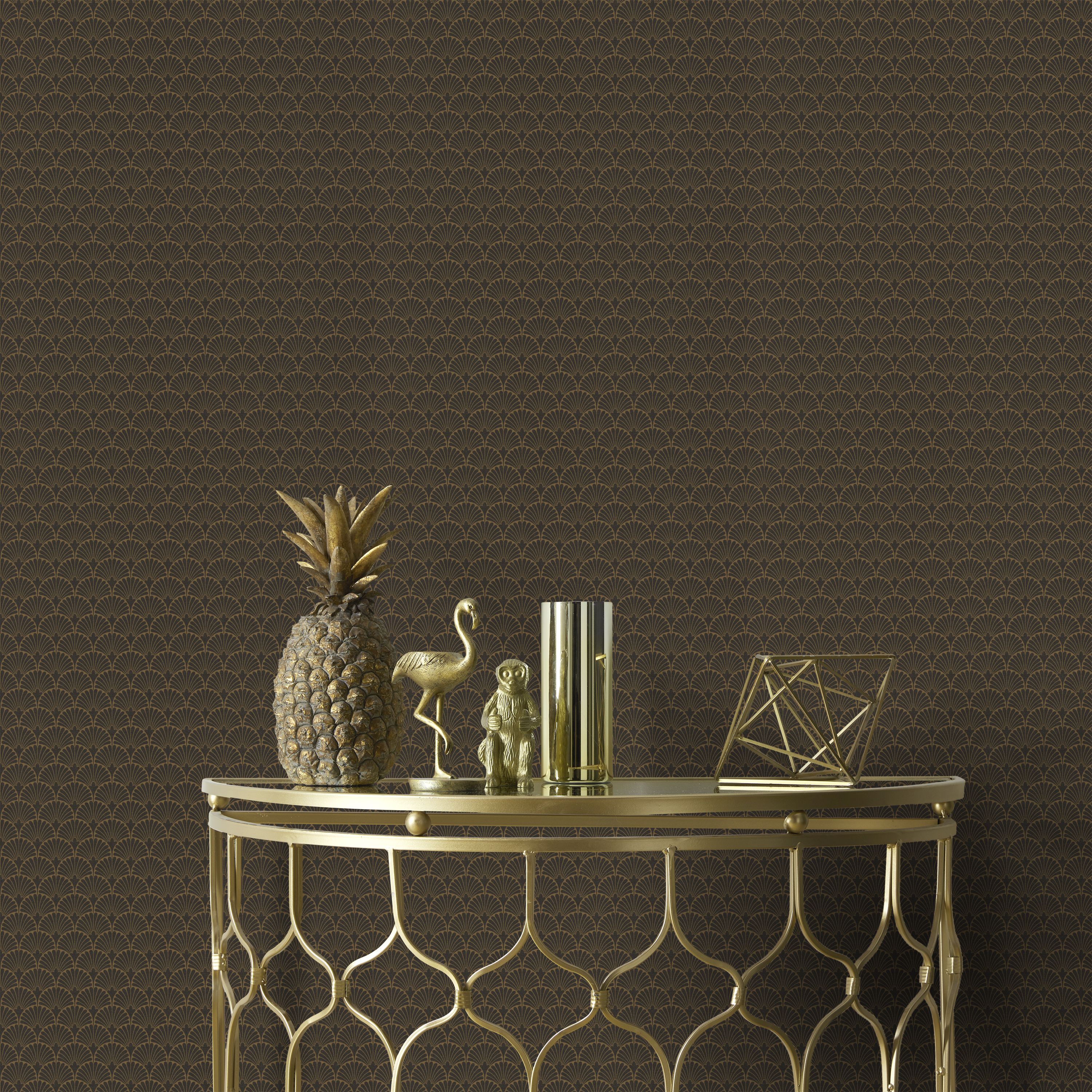 GoodHome Nosea Black Fabric effect Art deco Embossed Wallpaper