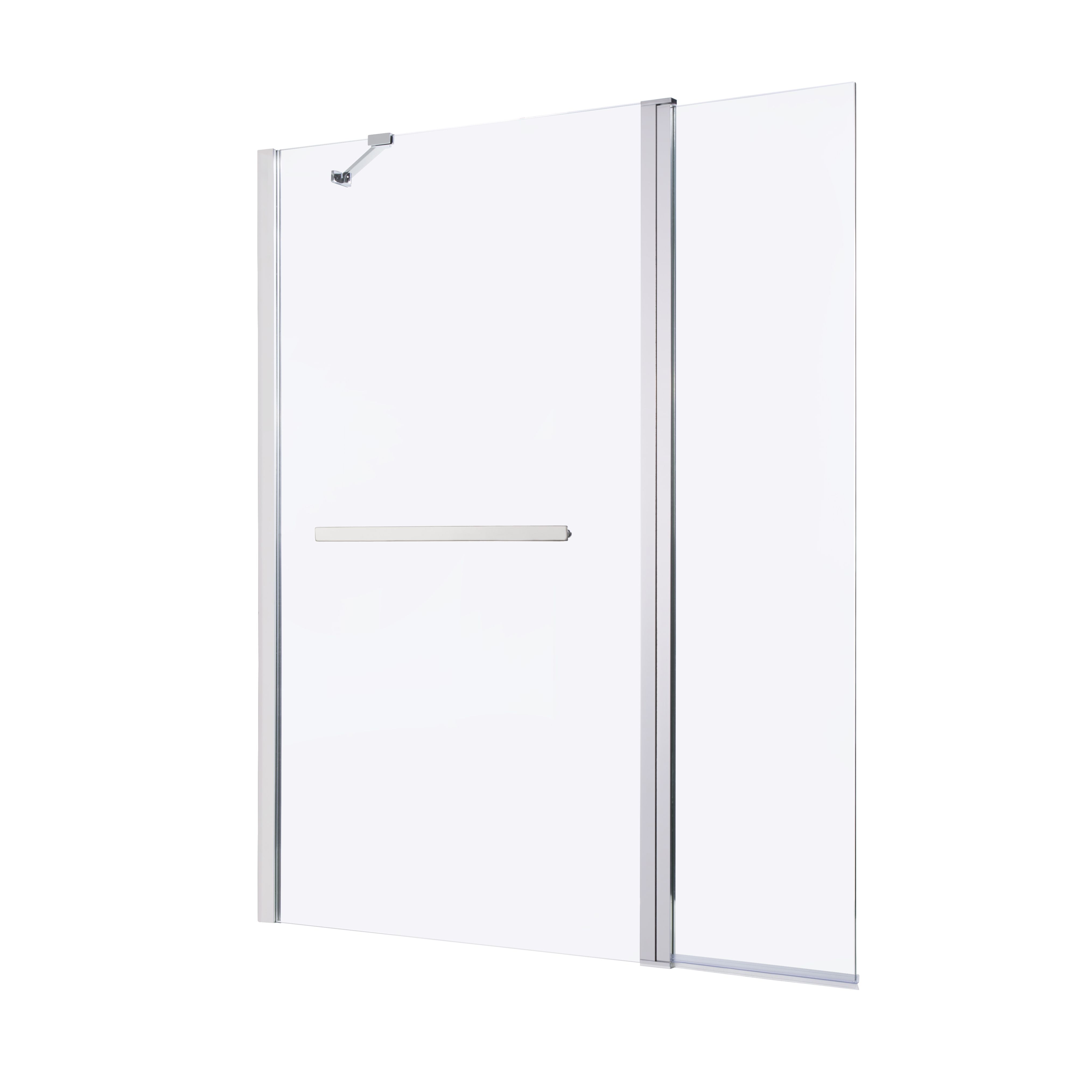 GoodHome Nubia Straight Silver effect frame Bath screen, (H)150cm (W)1240mm