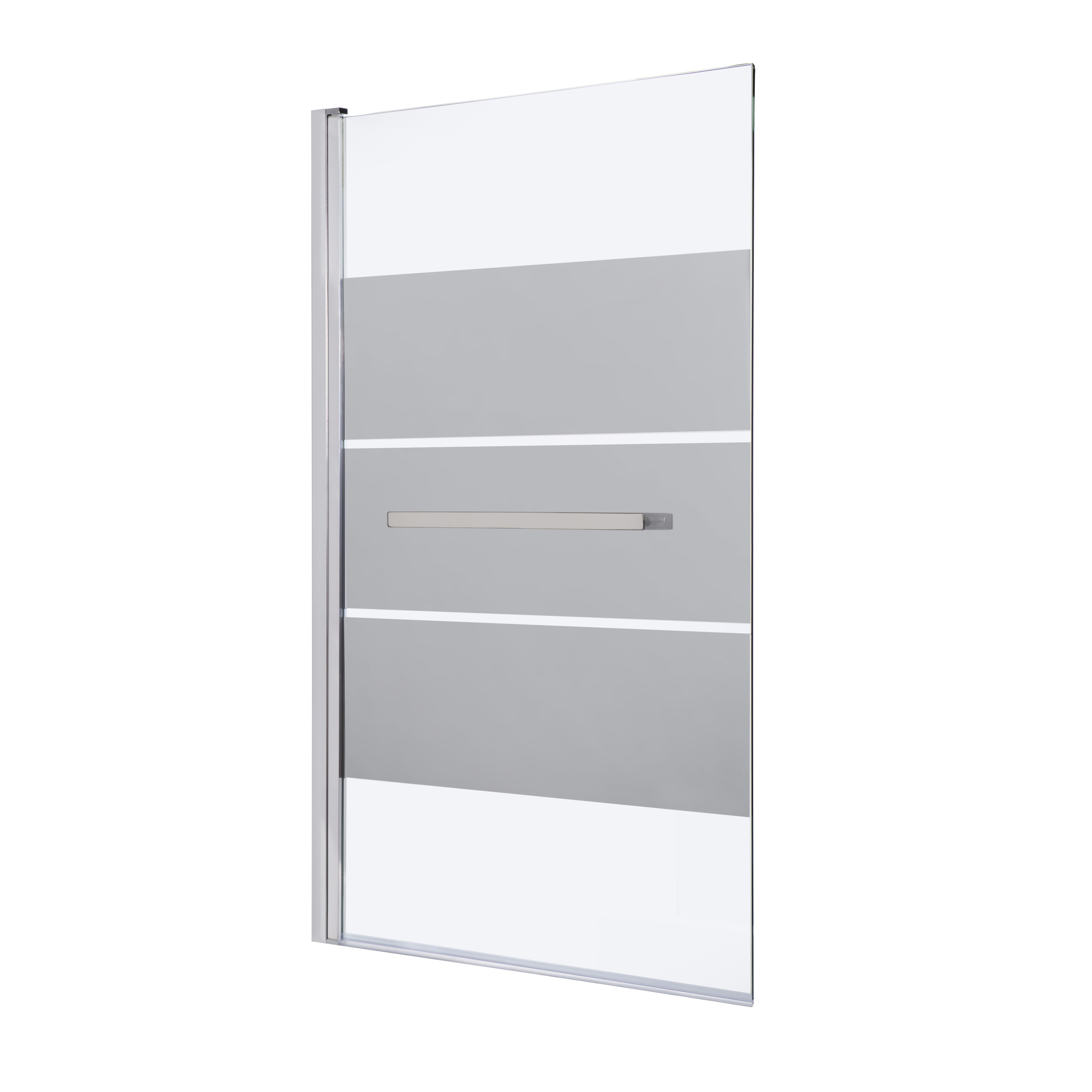 GoodHome Nubia Straight Silver effect frame Bath screen, (H)150cm (W)950mm