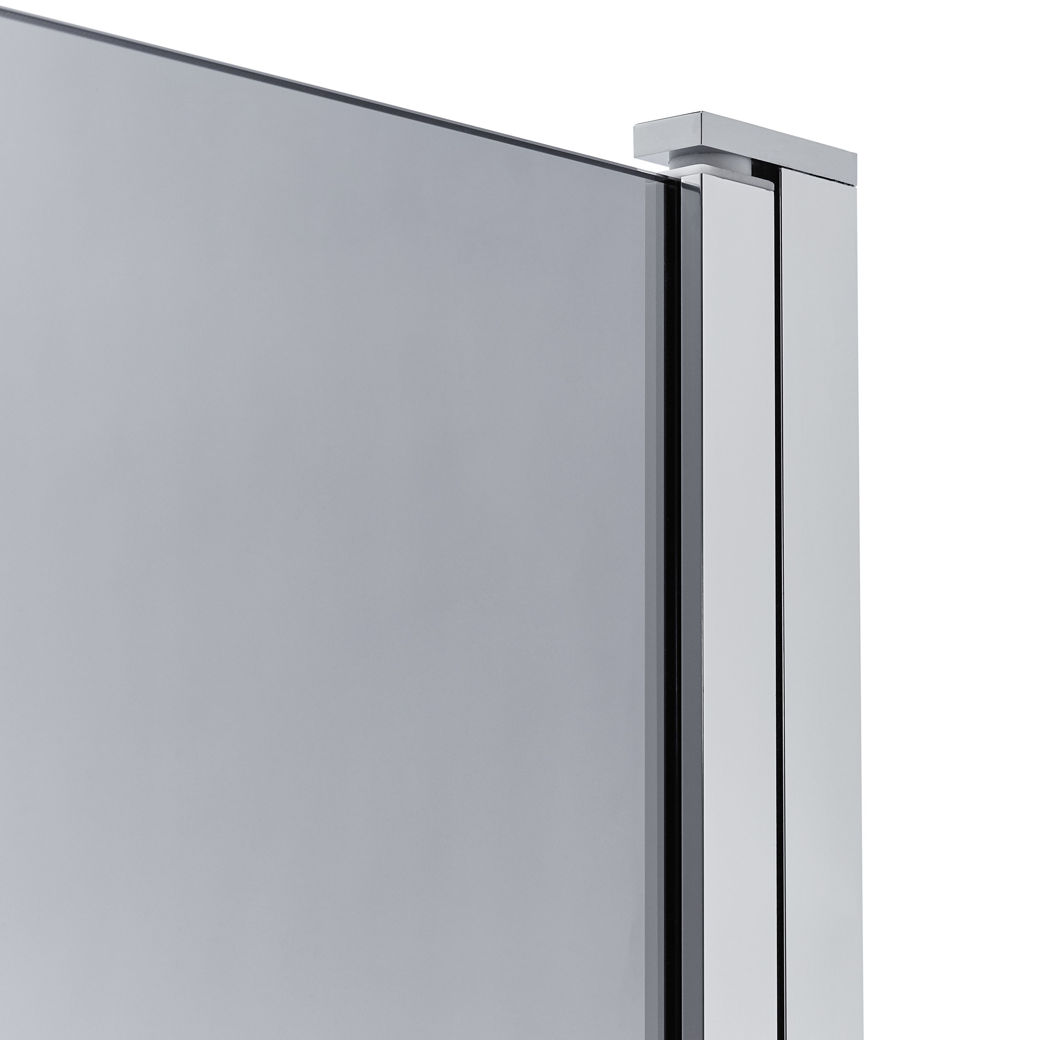 GoodHome Nubia Straight Silver effect frame Bath screen, (H)150cm (W)950mm