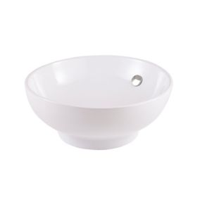 GoodHome Nura Gloss White Round Counter top Basin (W)40cm