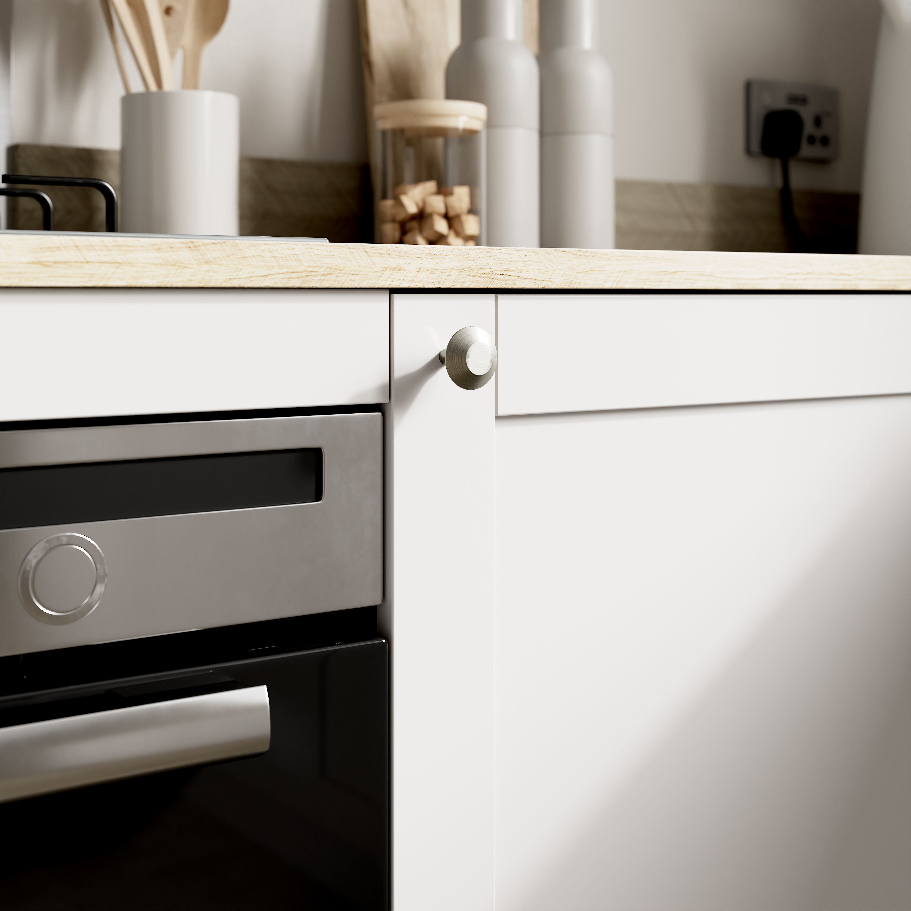 GoodHome Nutmeg Nickel effect Kitchen cabinets Handle (L)32mm