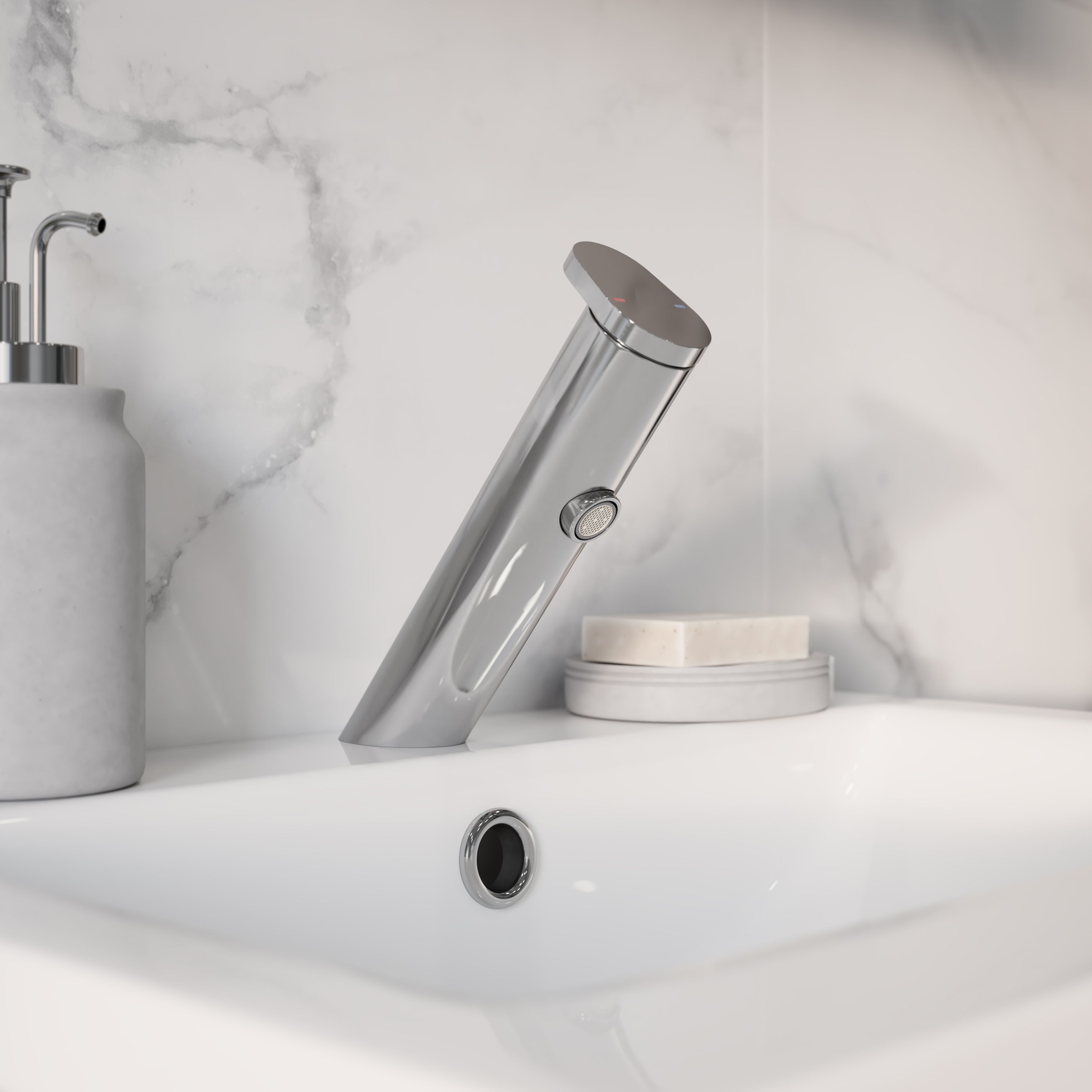 GoodHome Nyasa Medium Gloss Round Deck-mounted Manual Basin Mono mixer Tap