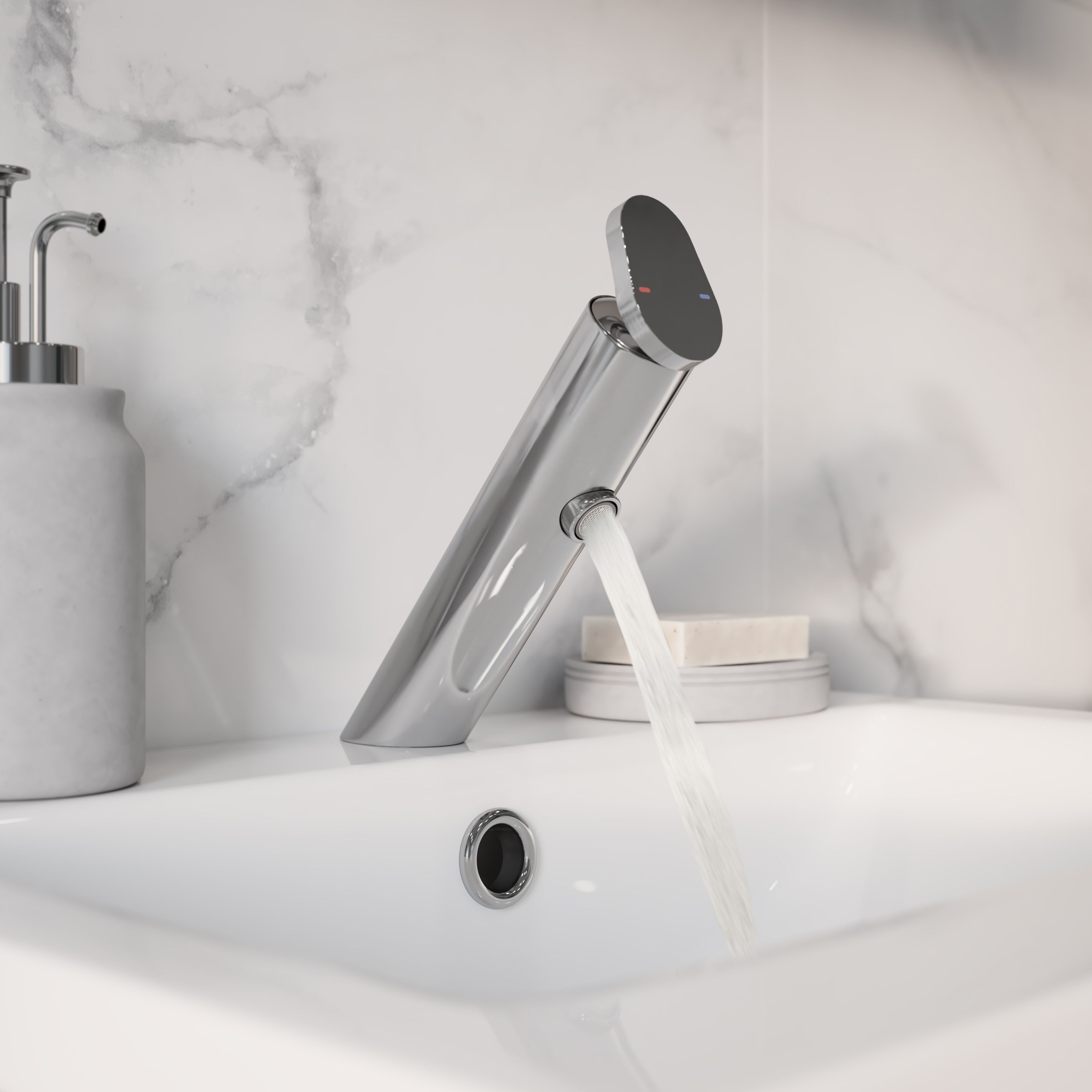 GoodHome Nyasa Medium Gloss Round Deck-mounted Manual Basin Mono mixer Tap