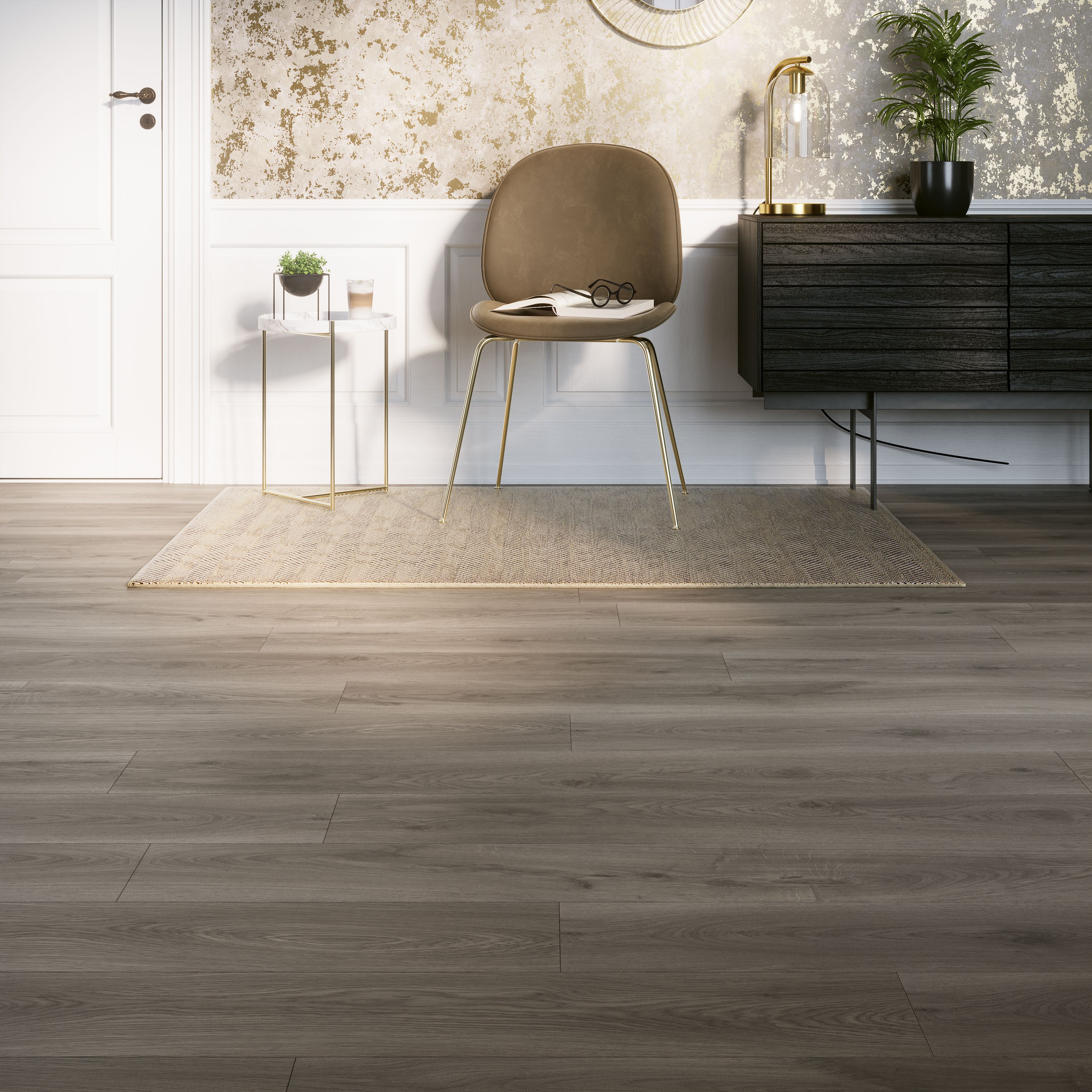 GoodHome Oldbury Grey Oak effect Laminate Flooring, 1.73m²