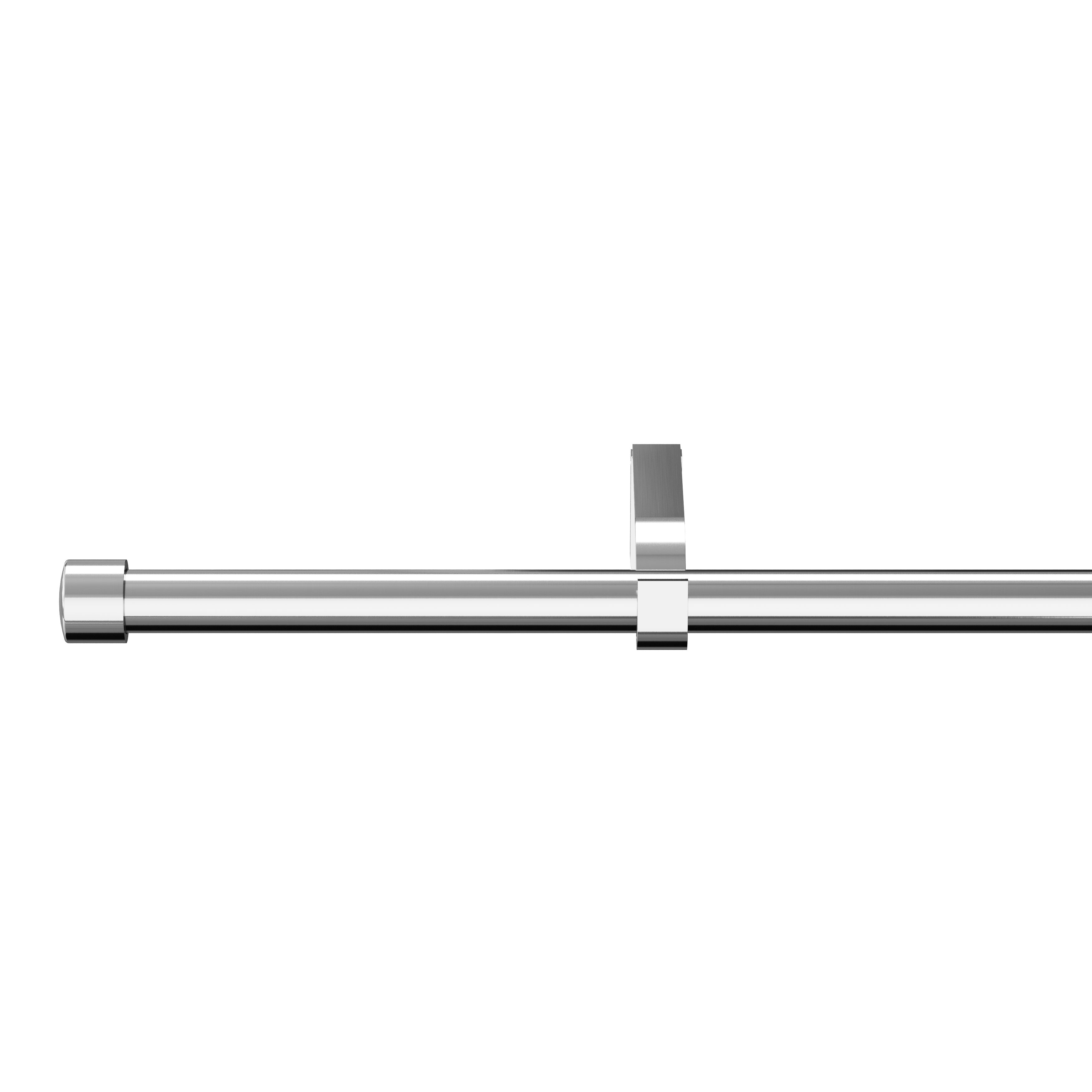 GoodHome Olympe Chrome effect Extendable Cap Single curtain pole set Set, (L)1200mm-2100mm (Dia)19mm